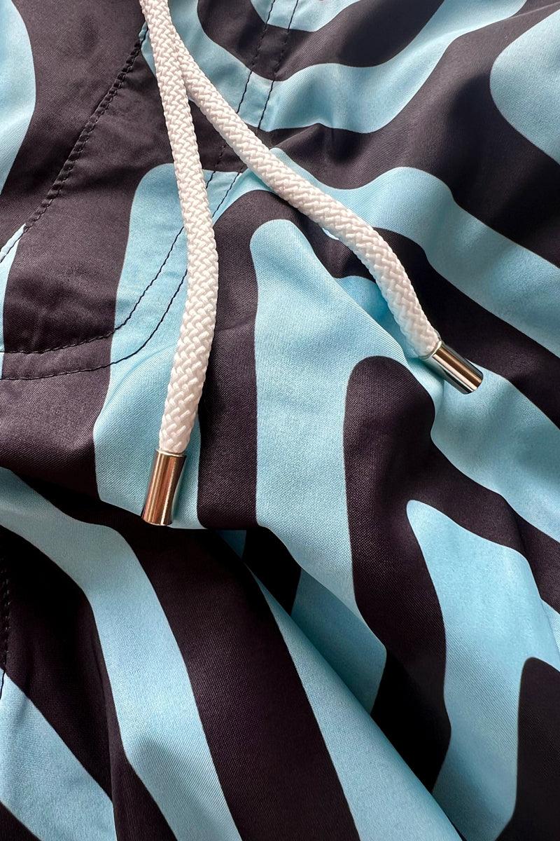 Icker Sea Zebra Open Side Suspender Scalloped Shorts Swimwear Fuchsia COB-19-05