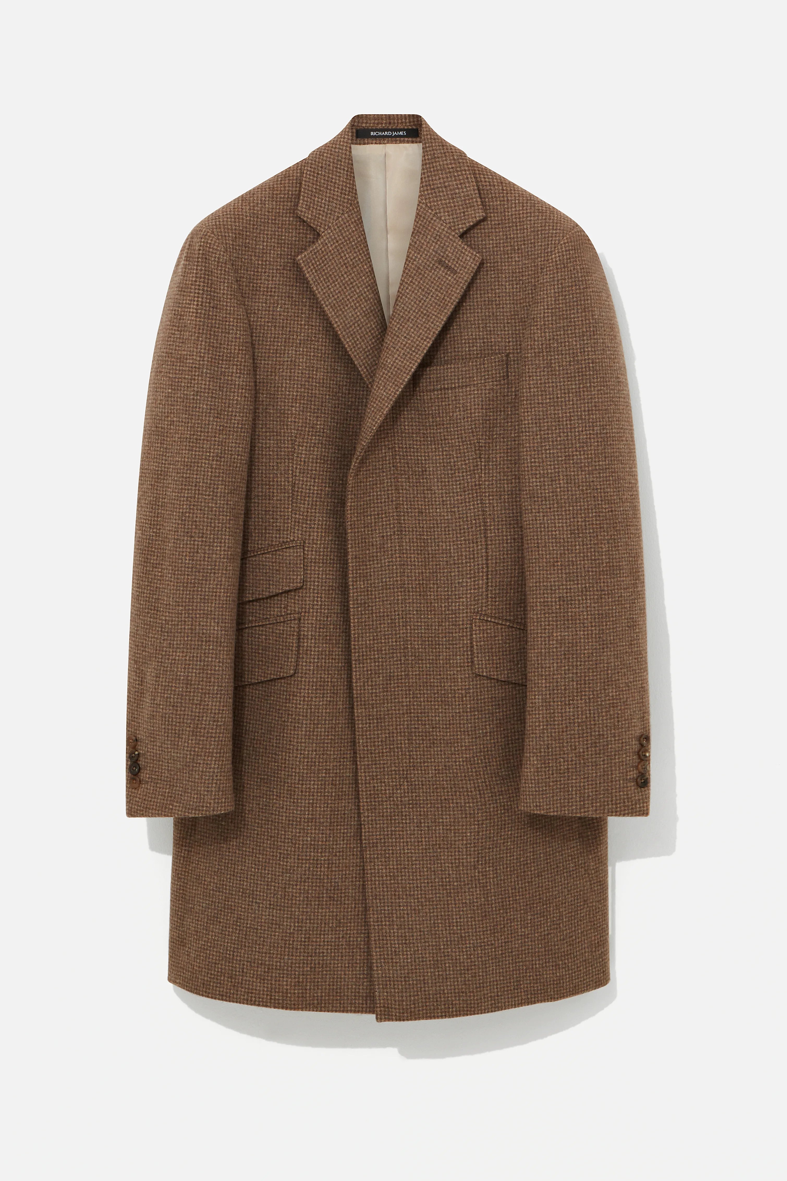 Coat – Tan Dogtooth Virgin Wool