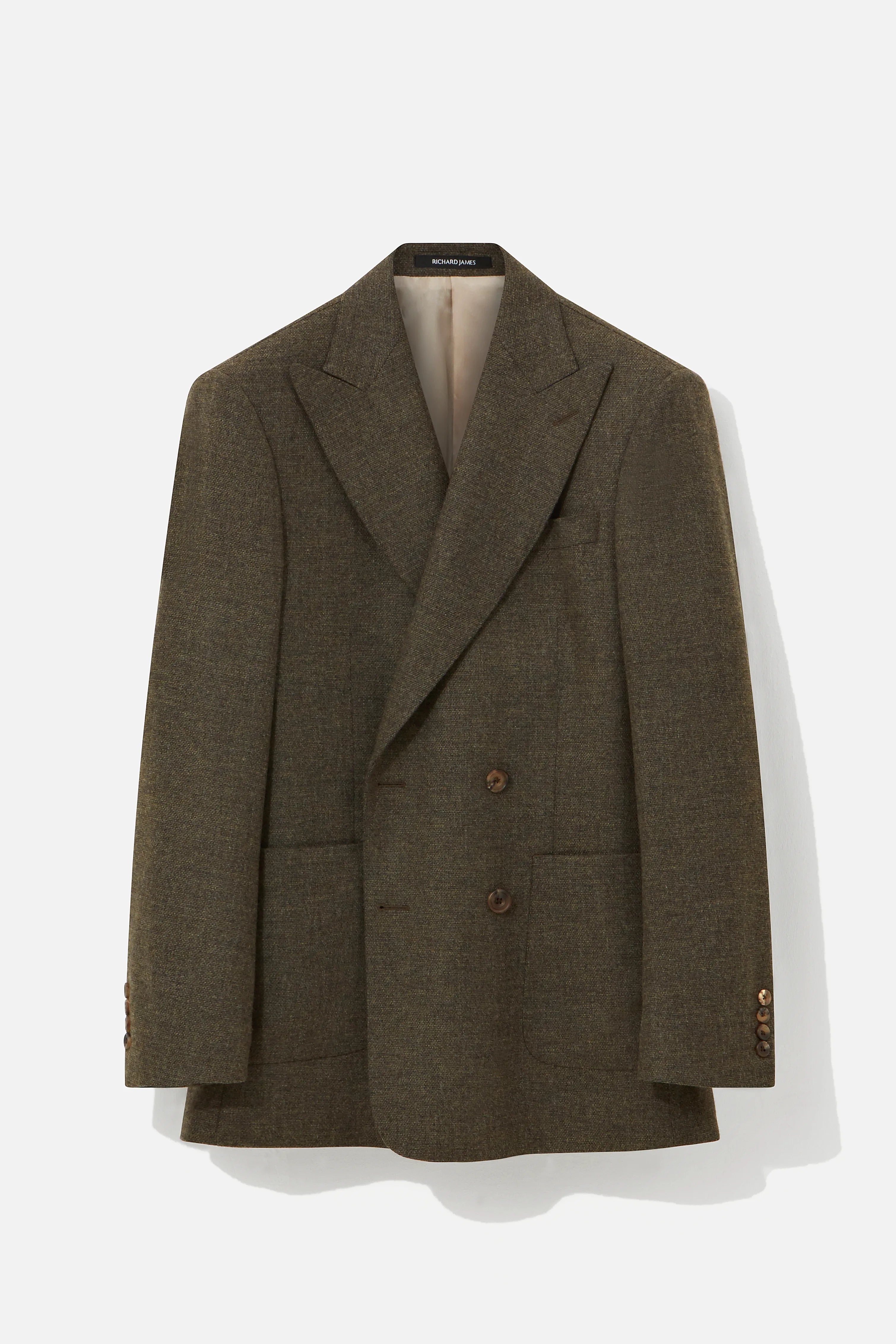 Hepworth Jacket – Olive Wool & Cashmere Basketweave