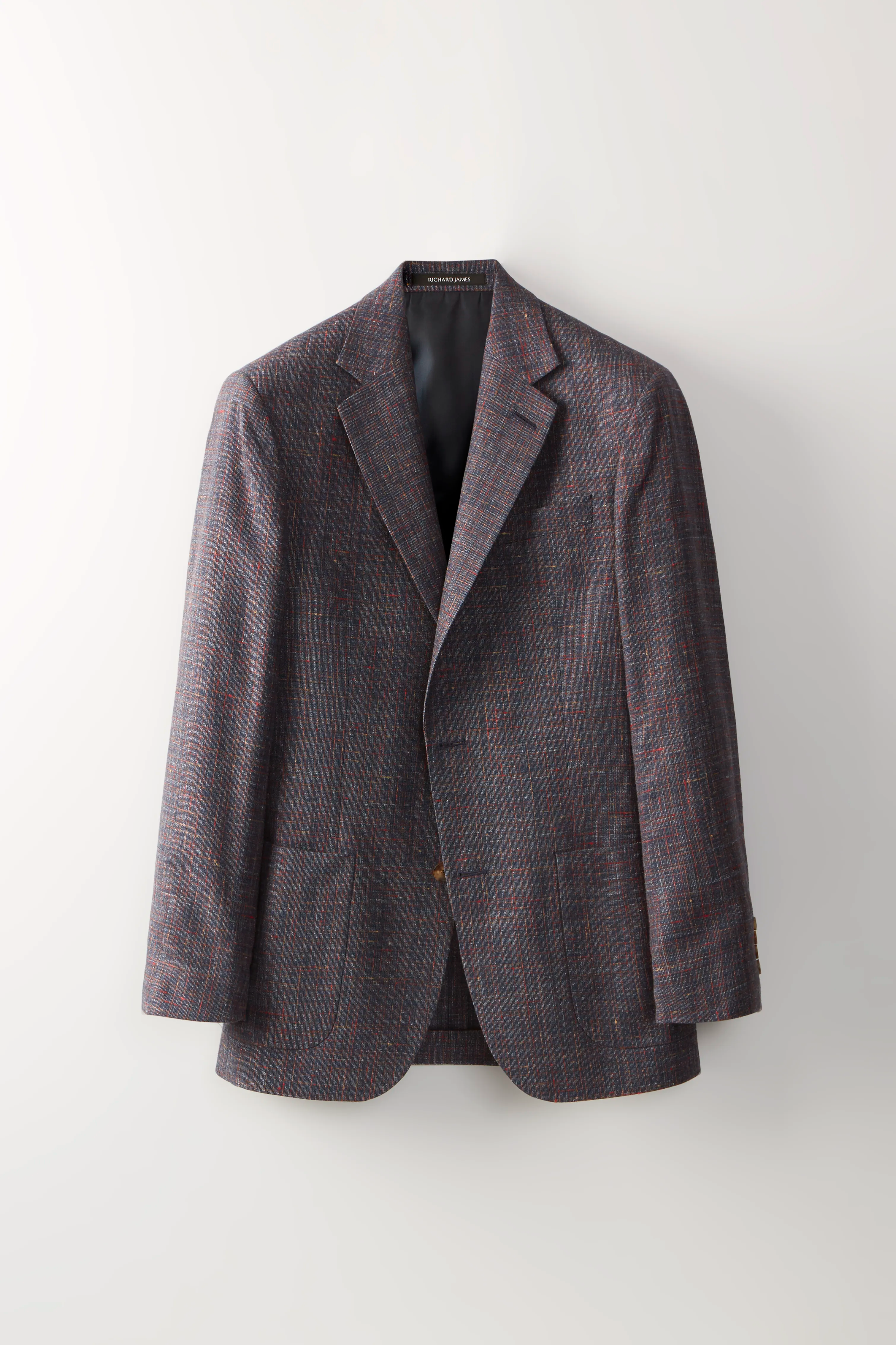 Chapman Blazer – Denim Blue Wool, Silk & Linen Check