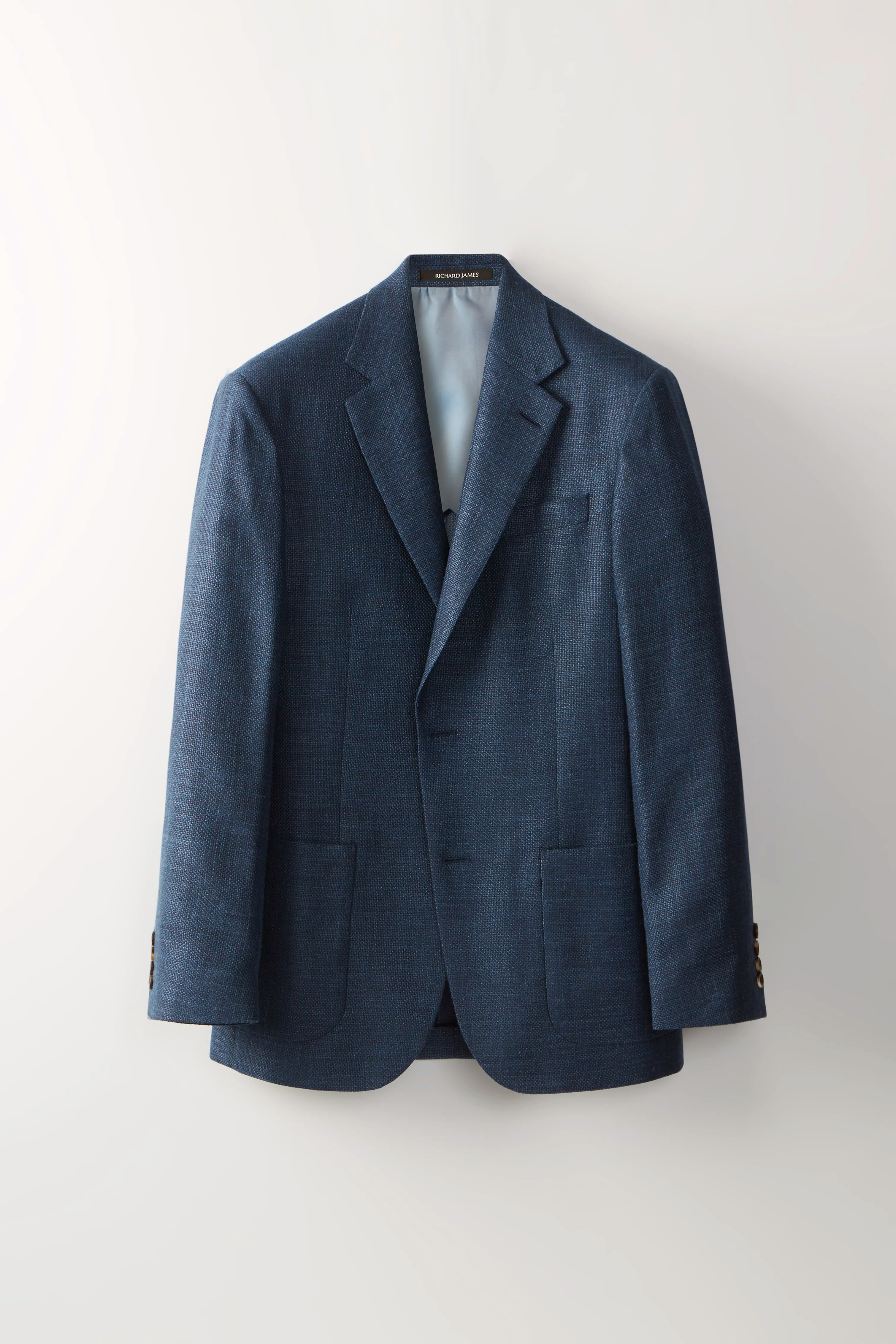 Chapman Blazer – Blue Wool, Silk & Linen Basketweave