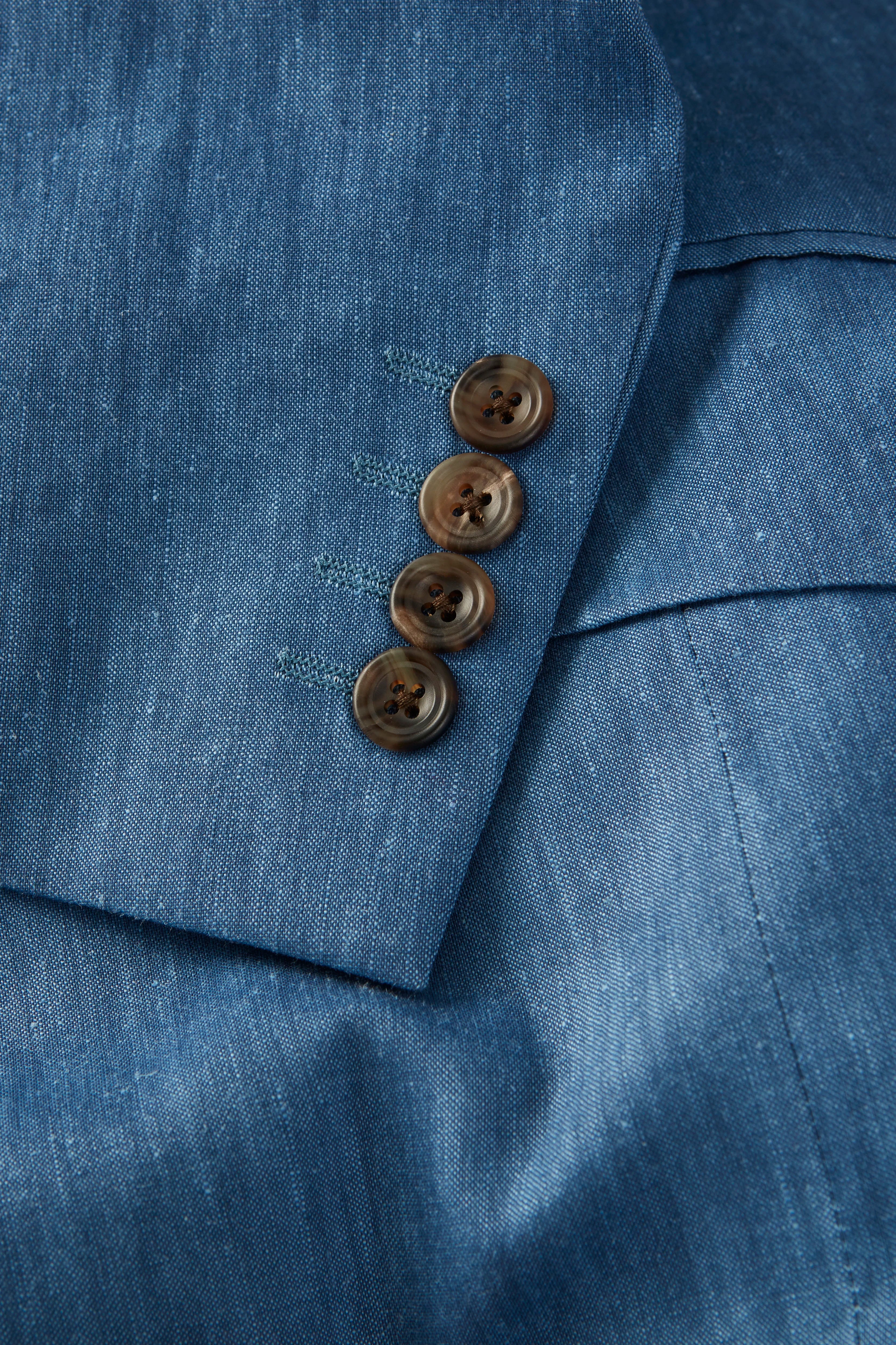 Chapman Jacket – Denim Blue Stretch Linen & Wool Blend