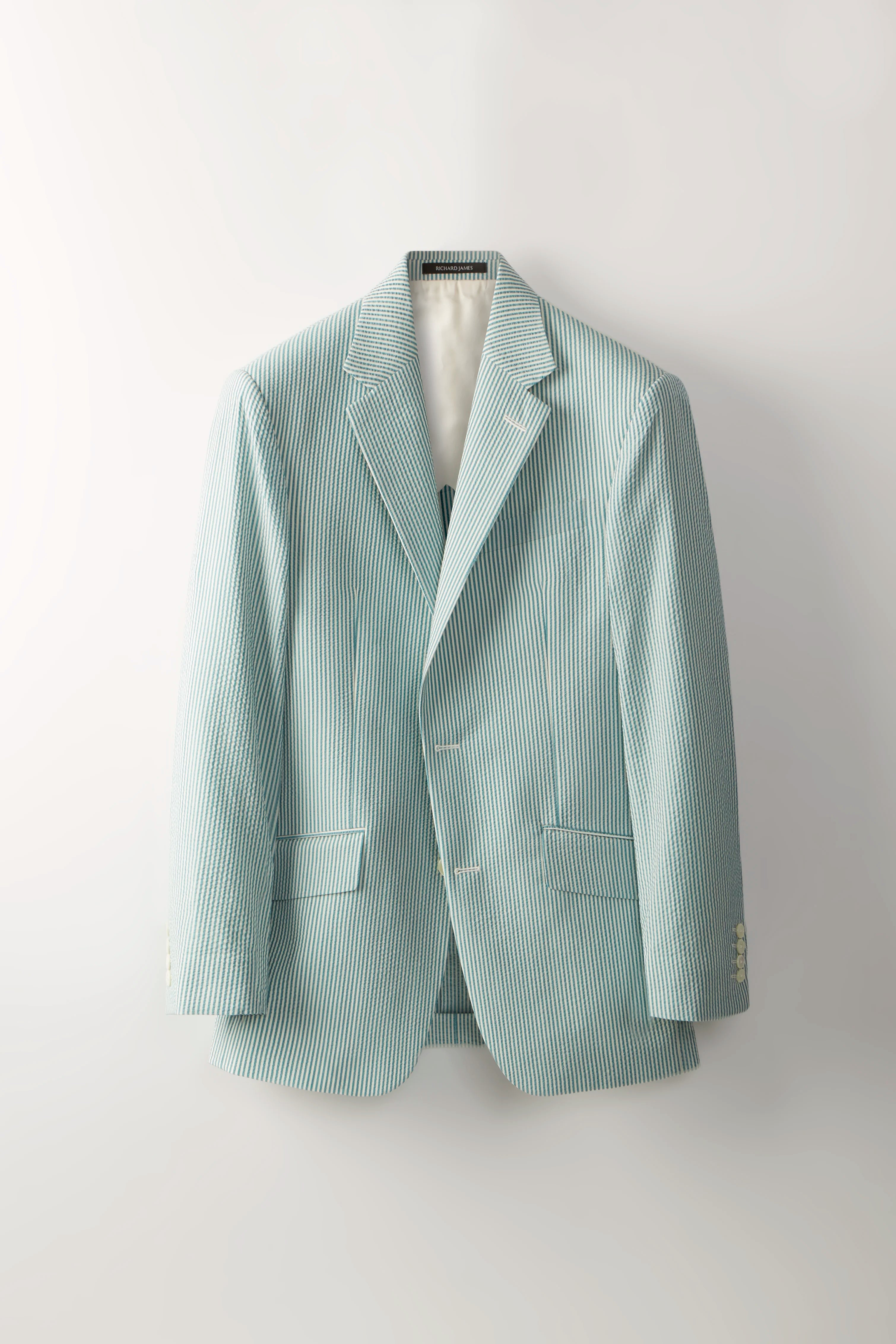 Chapman Jacket – Turquoise Wool & Silk Seersucker