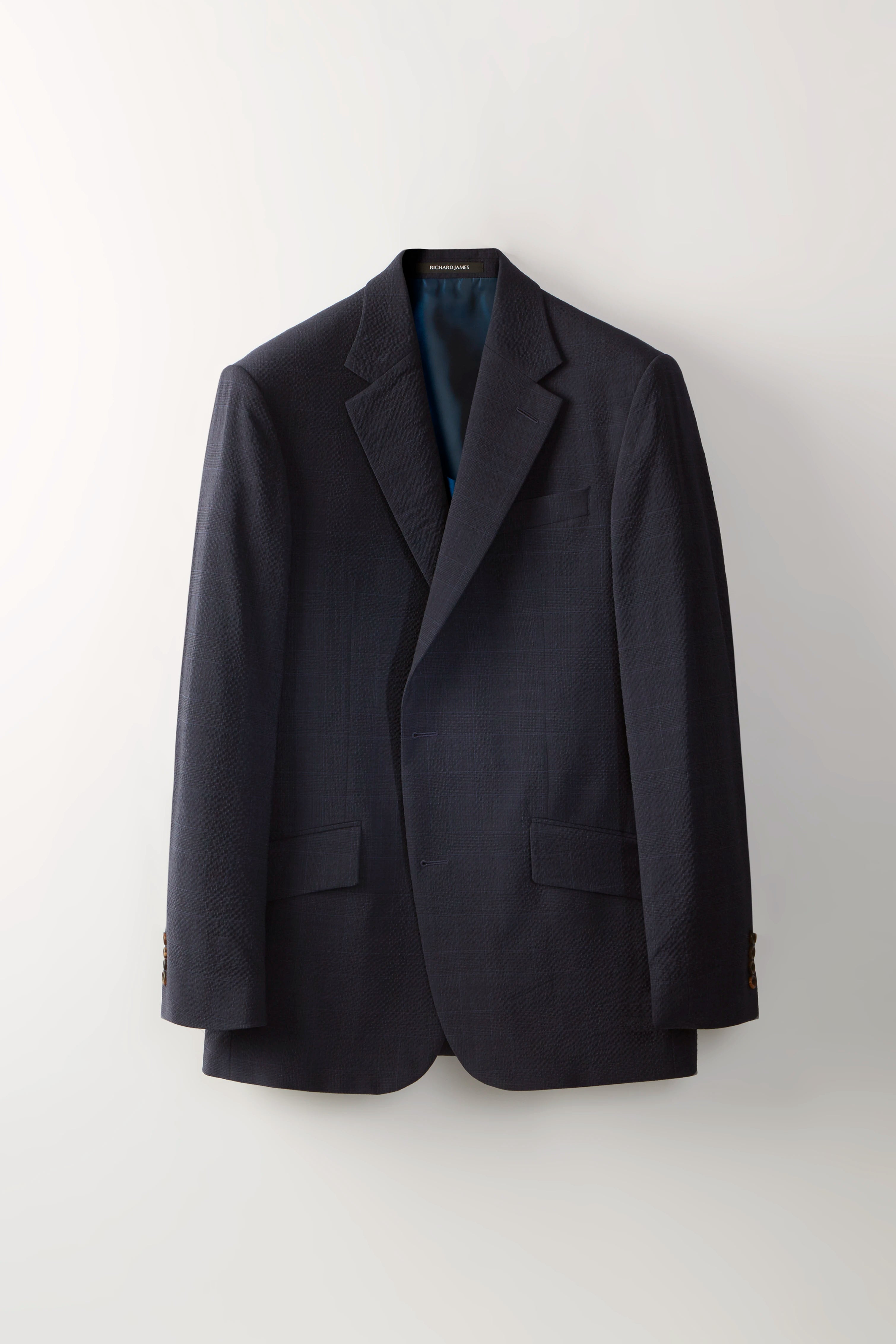 Chapman Jacket – Navy Prince Of Wales Check Seersucker