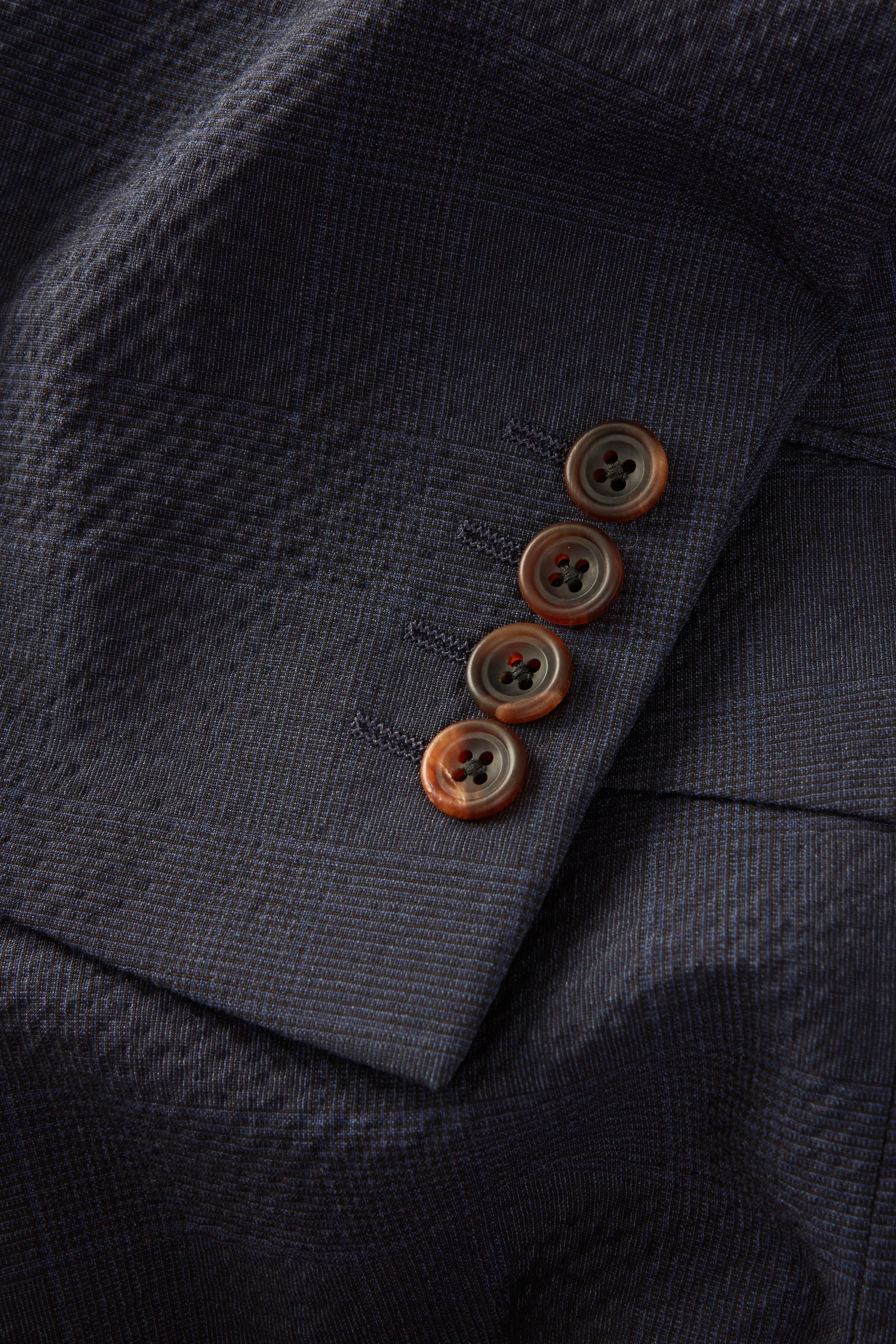 Chapman Jacket – Navy Prince Of Wales Check Seersucker