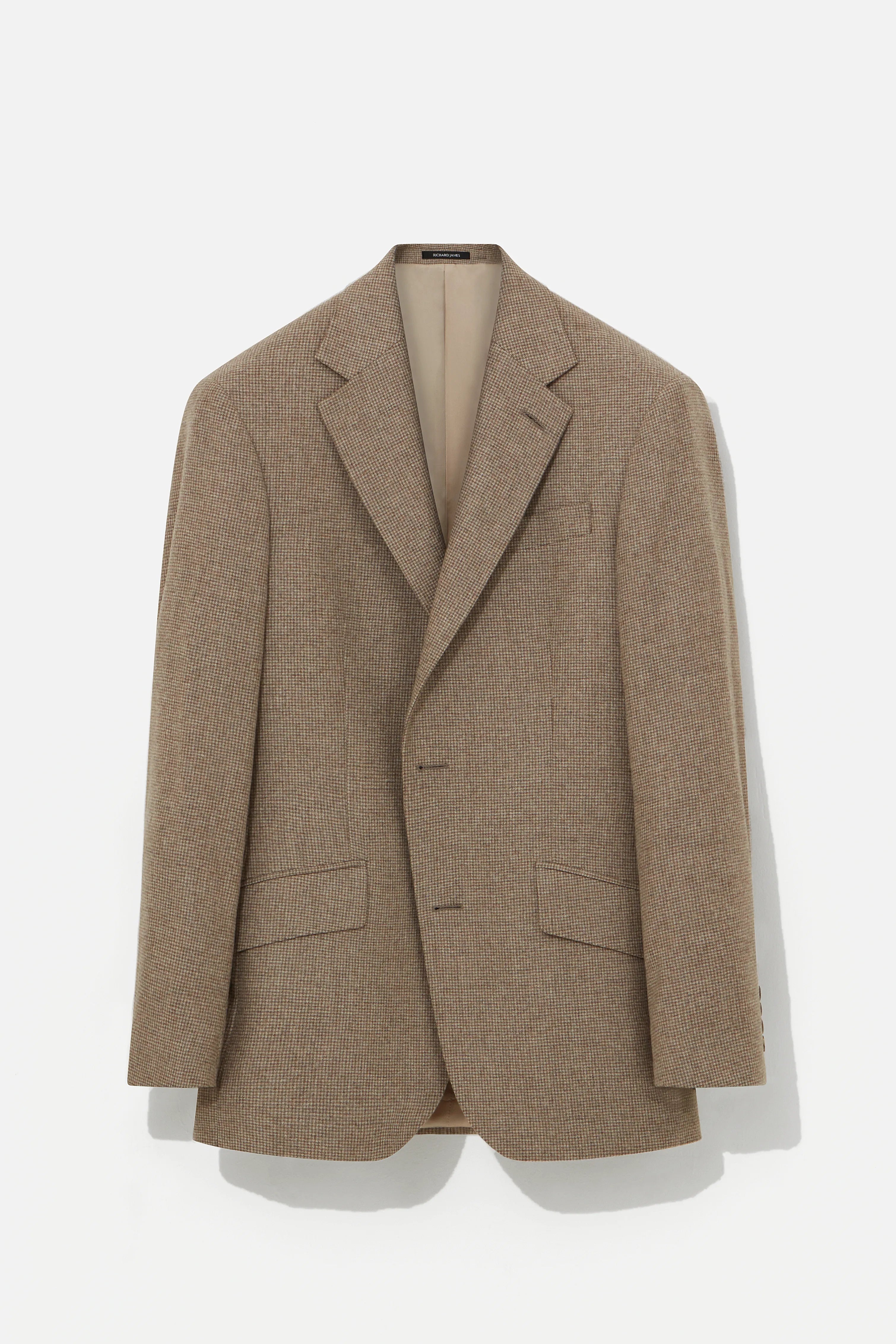 Chapman Blazer – Tan Puppytooth Virgin Wool
