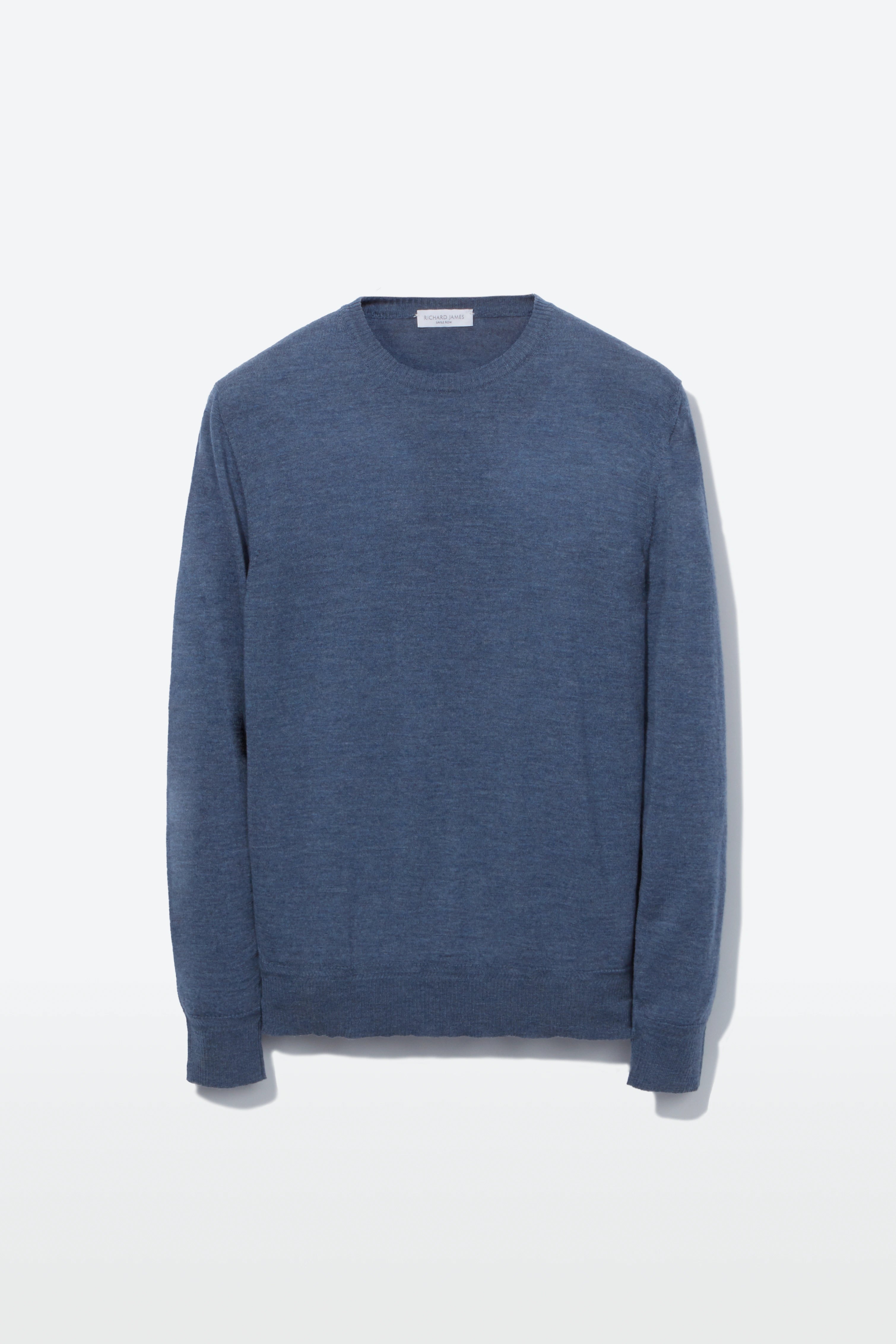 Crew Neck – Blue Fine Gauge Merino