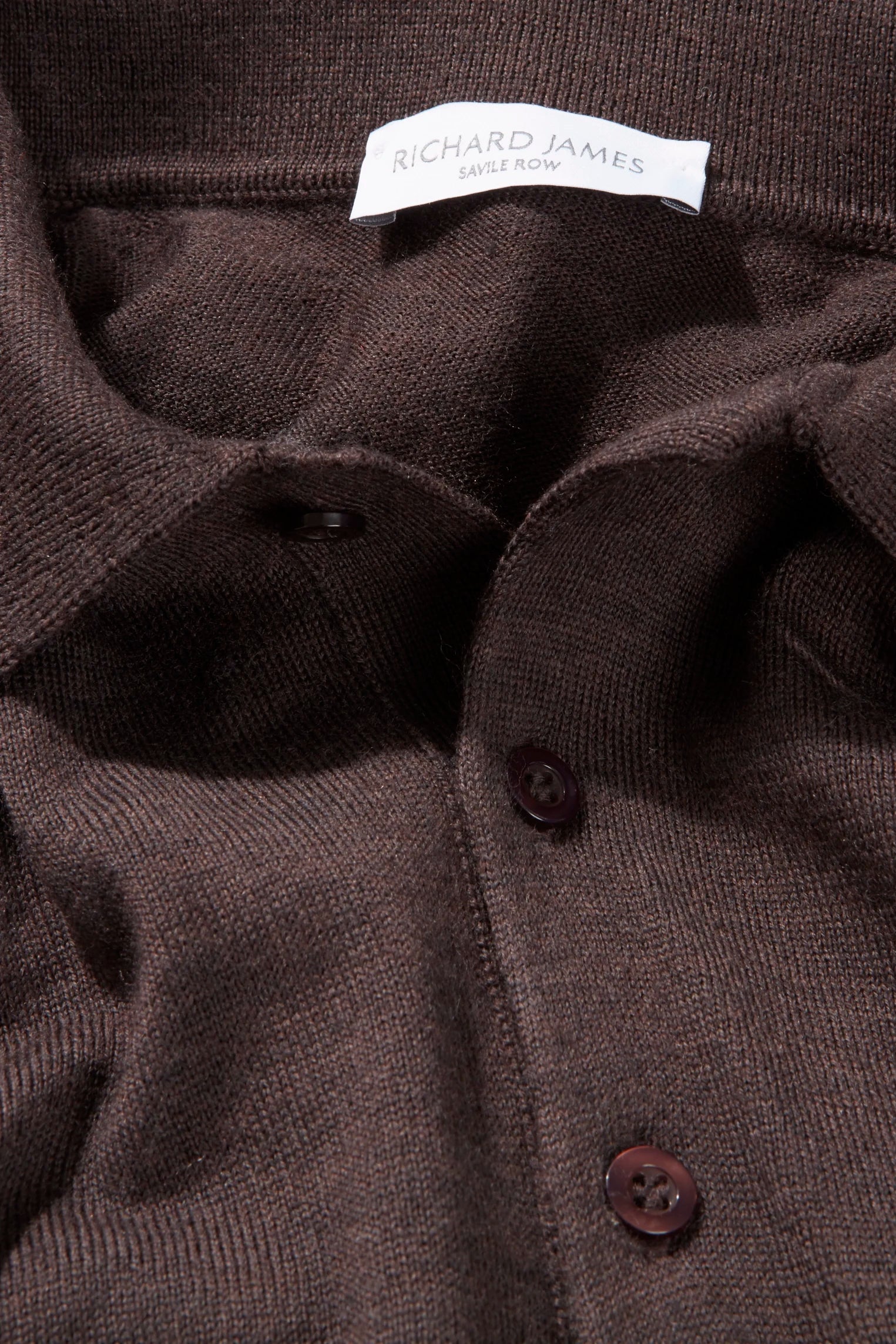 Polo – Dark Coffee Fine Gauge Merino Wool
