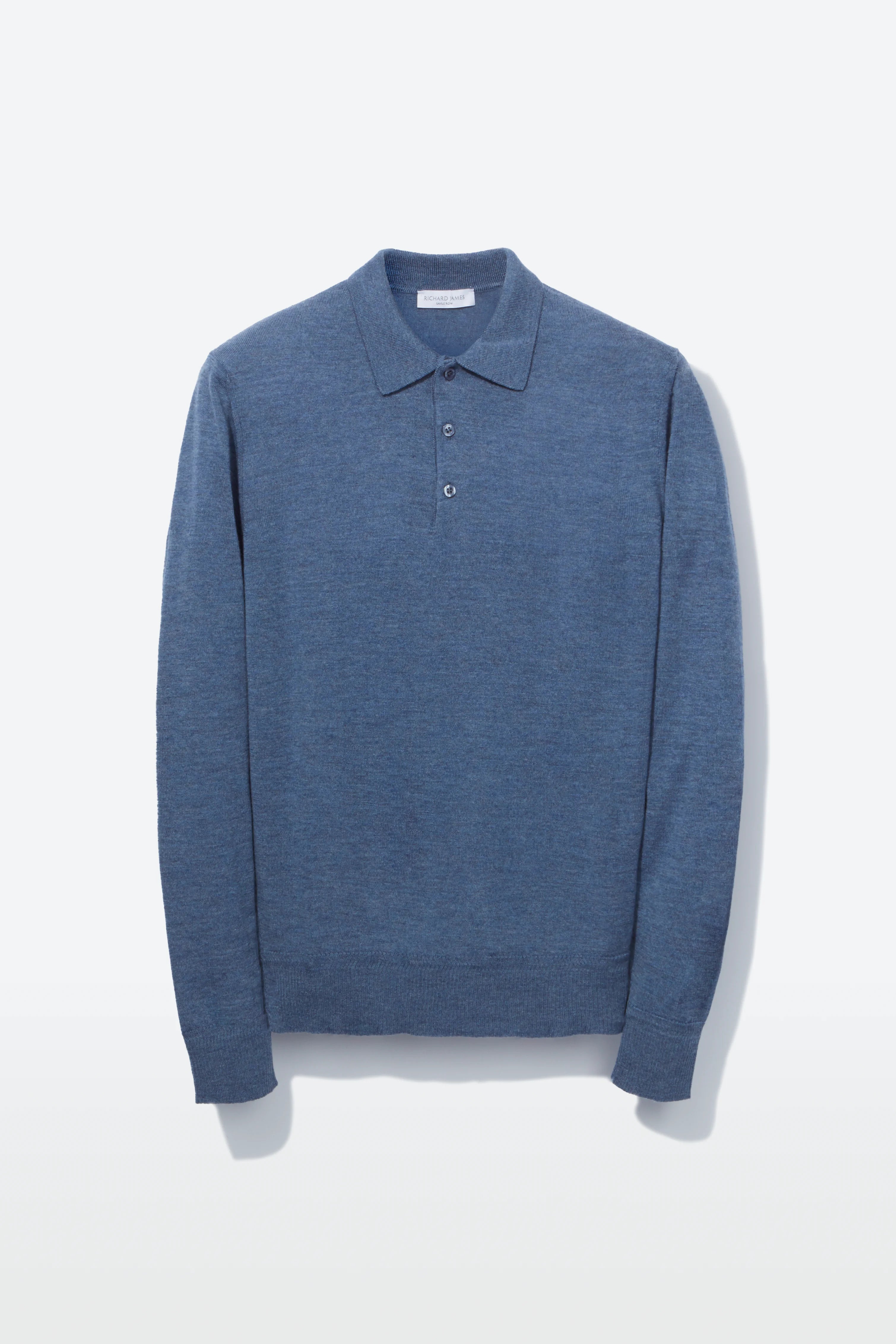 Polo – Blue Fine Gauge Merino Wool