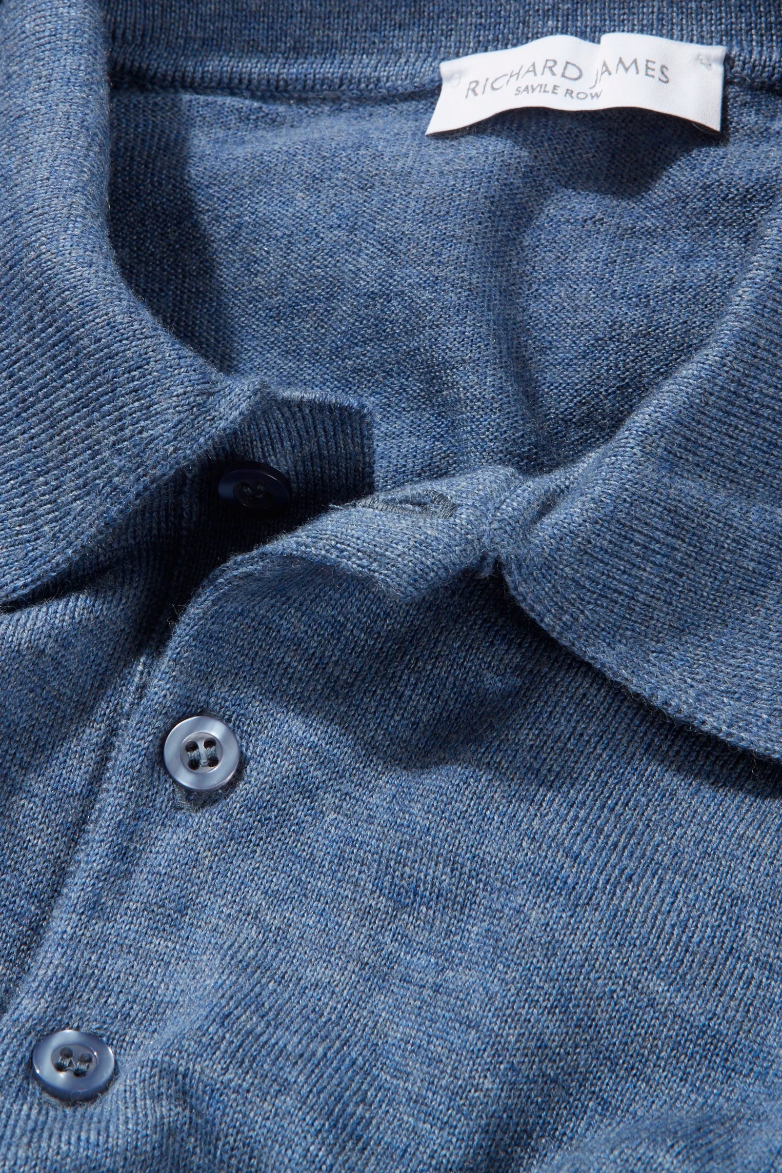 Polo – Blue Fine Gauge Merino Wool