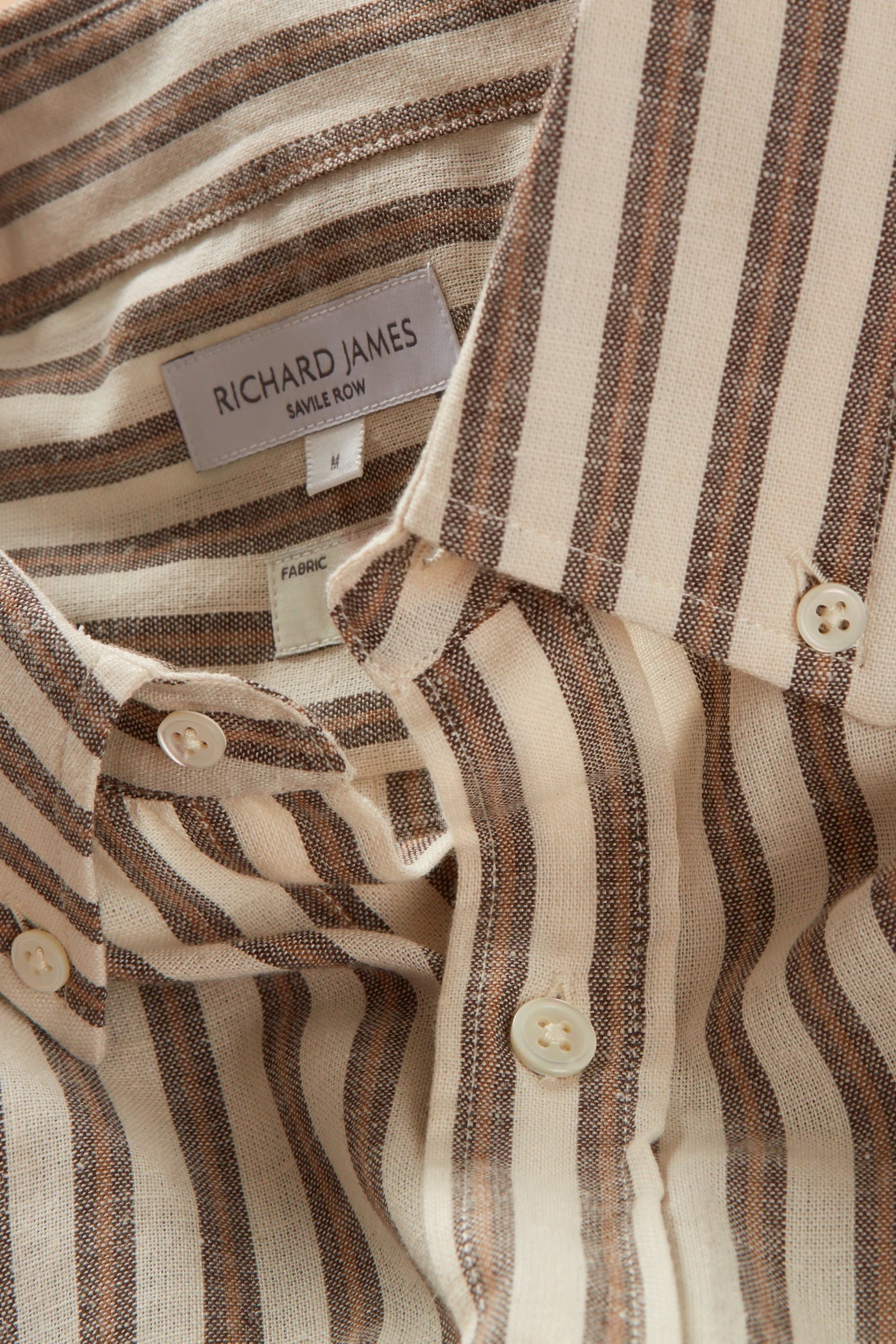 Button-Down Shirt – Tan Washed Linen Stripe