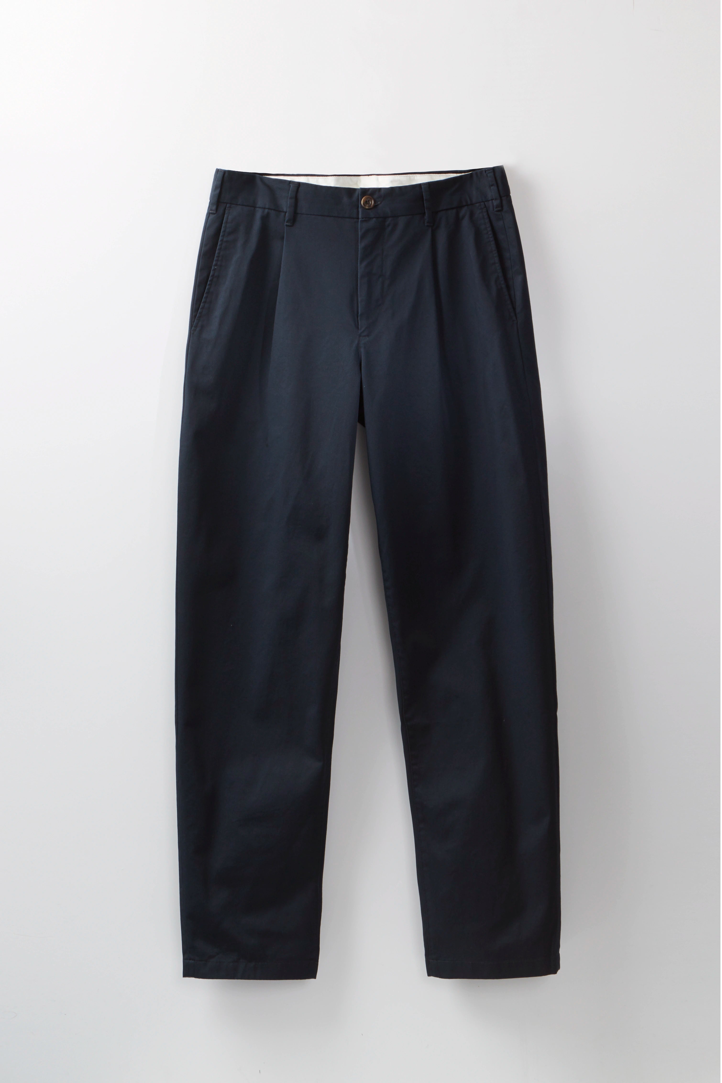 Pleated Chinos – Navy Organic Cotton