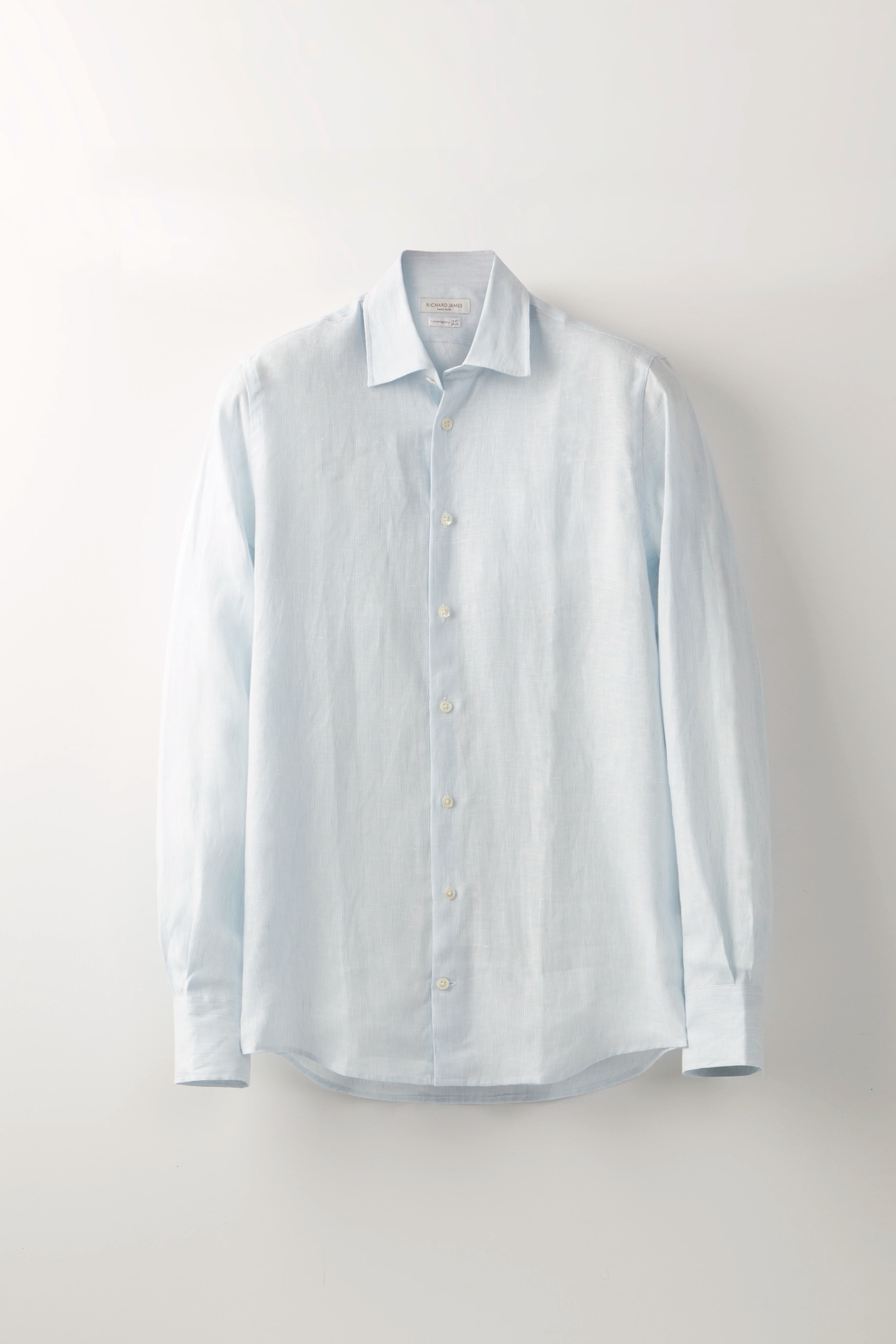 Contemporary Shirt – Sky Blue Narrow Stripe Linen