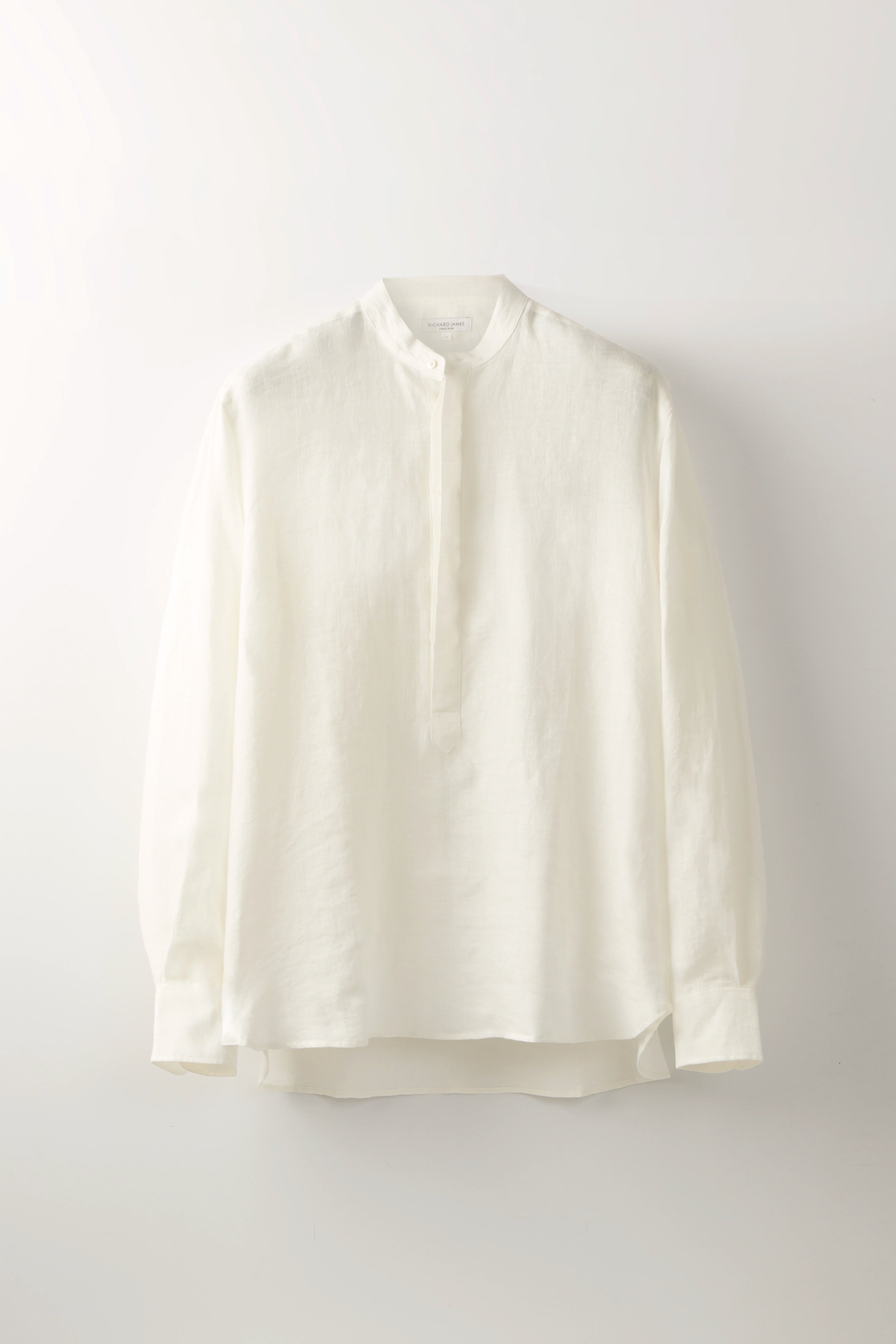 Grandad-Collar Shirt – Ivory Beach Stripe Linen