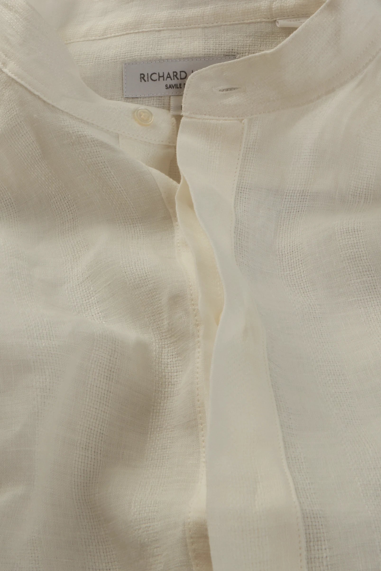 Grandad-Collar Shirt – Ivory Beach Stripe Linen