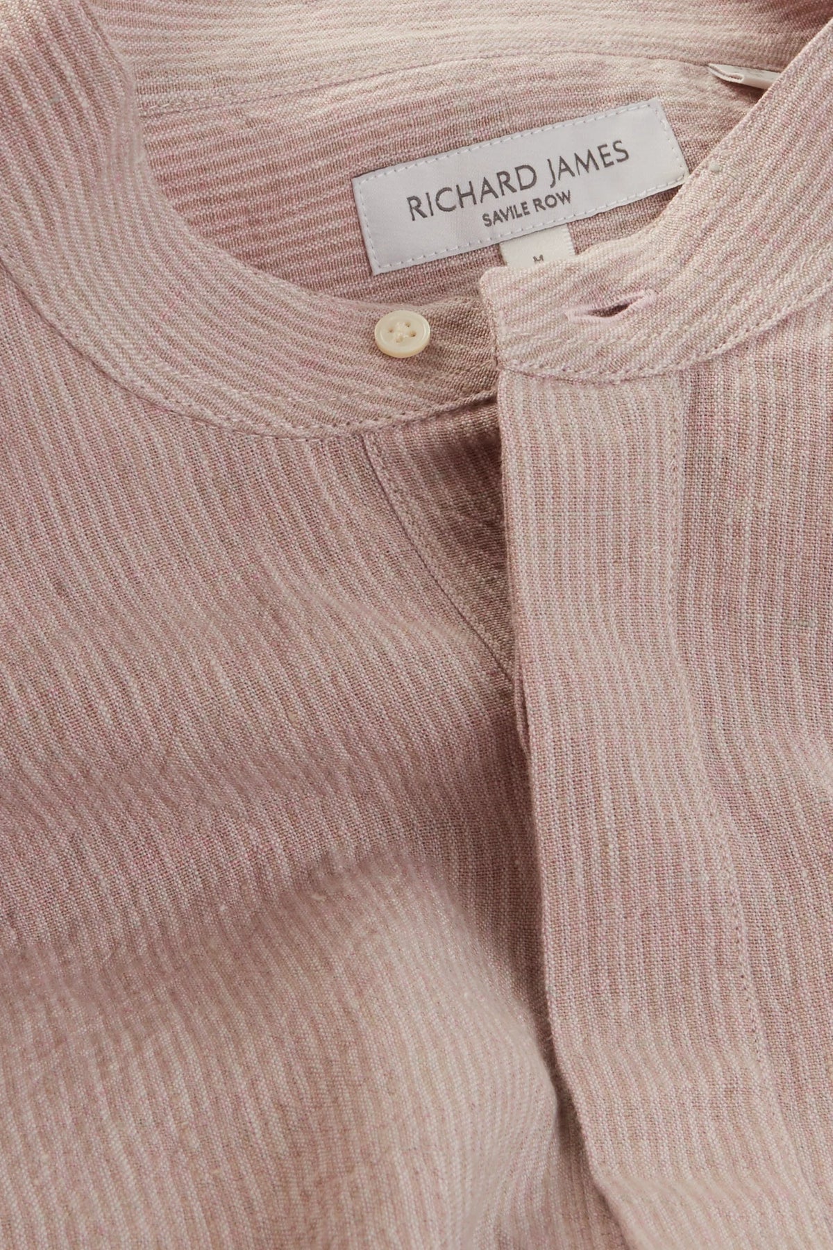 Grandad-Collar Shirt – Dusty Pink Stripe Linen