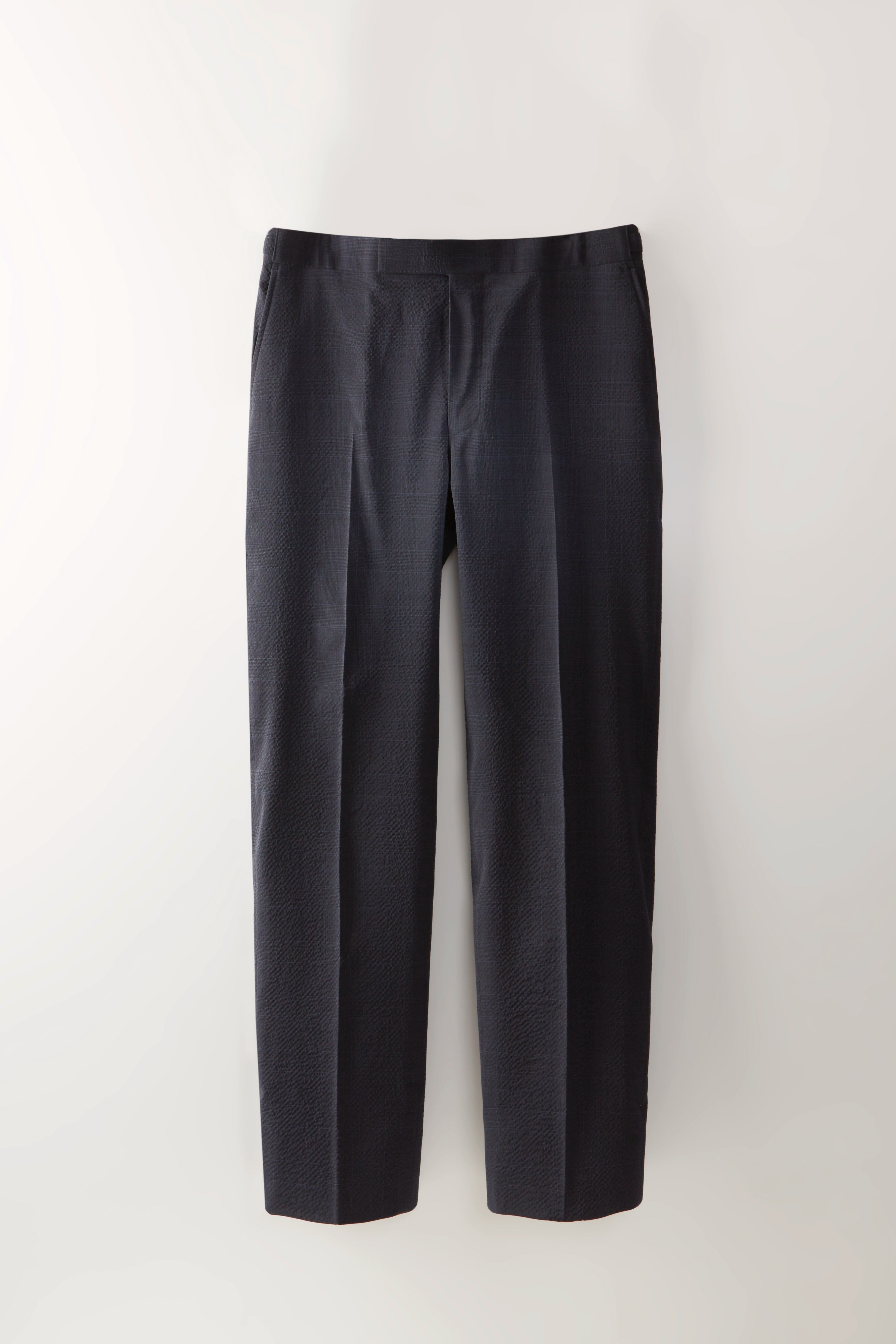 Chapman Trousers – Navy Prince Of Wales Check Seersucker