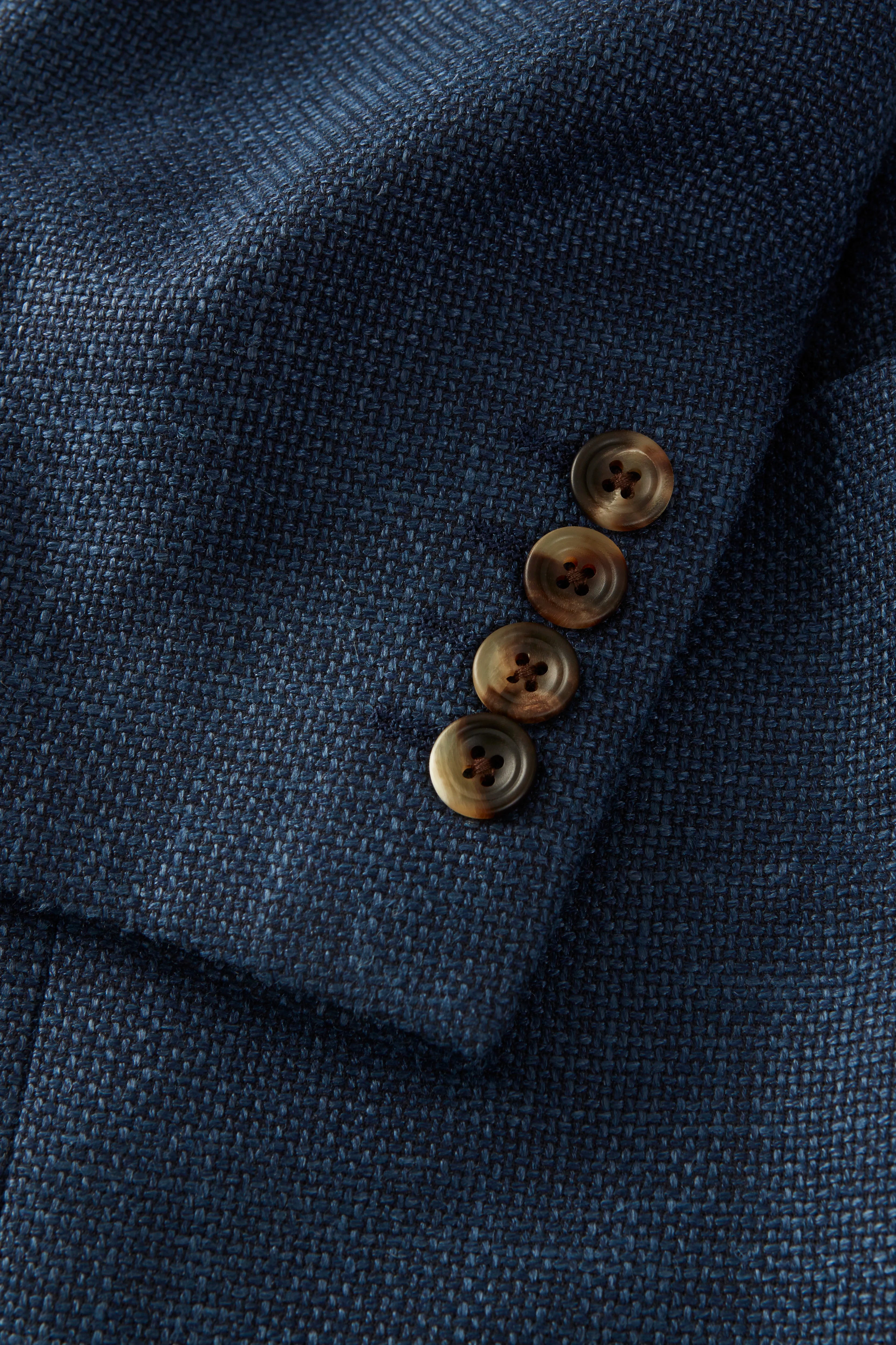 Chapman Blazer – Blue Wool, Silk & Linen Basketweave