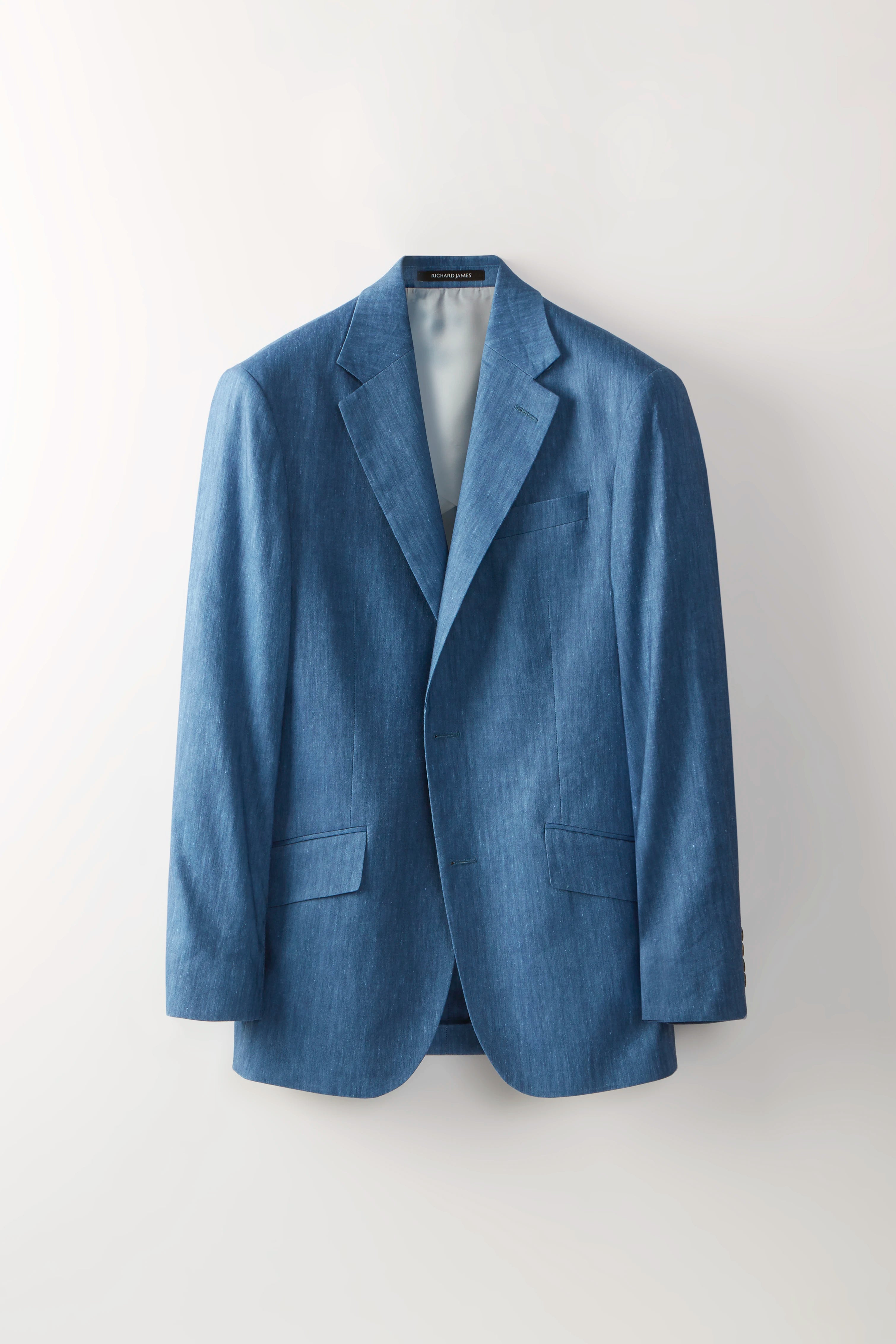 Chapman Jacket – Denim Blue Stretch Linen & Wool Blend