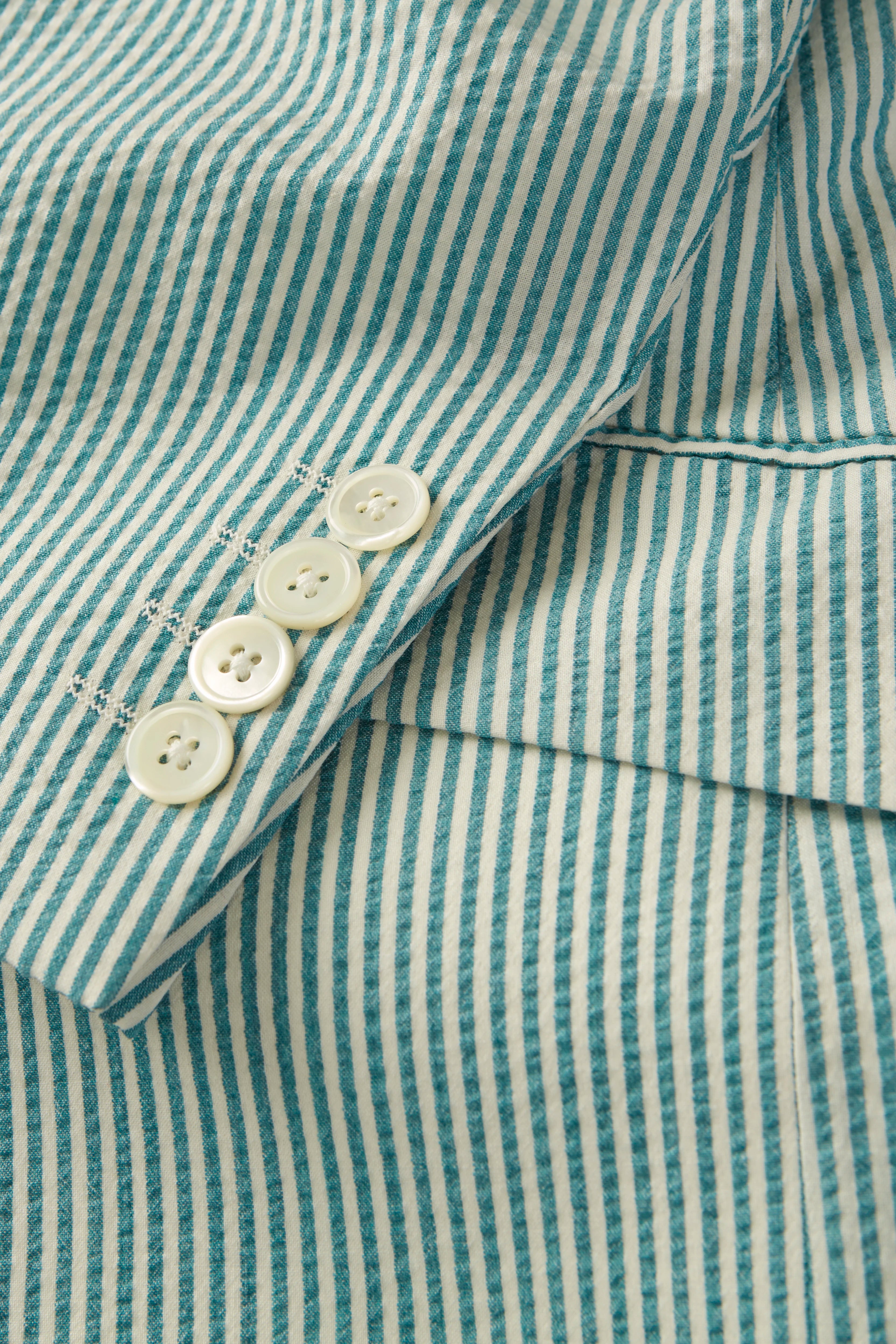 Chapman Jacket – Turquoise Wool & Silk Seersucker