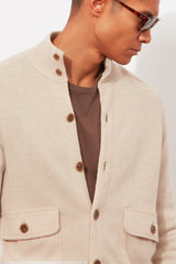 Funnel Neck Button Cardigan