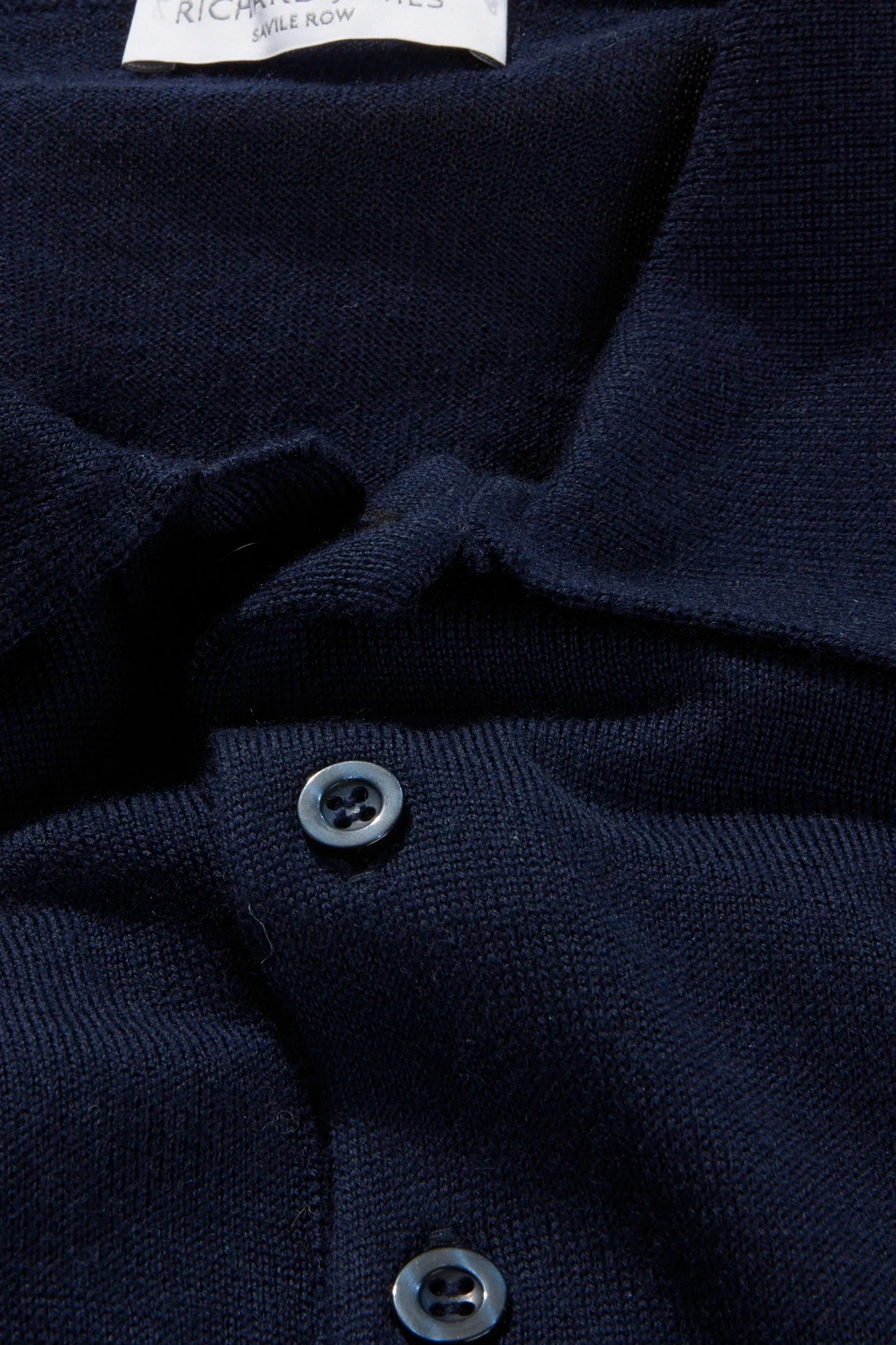 Polo – Navy Melange Fine Gauge Merino Wool