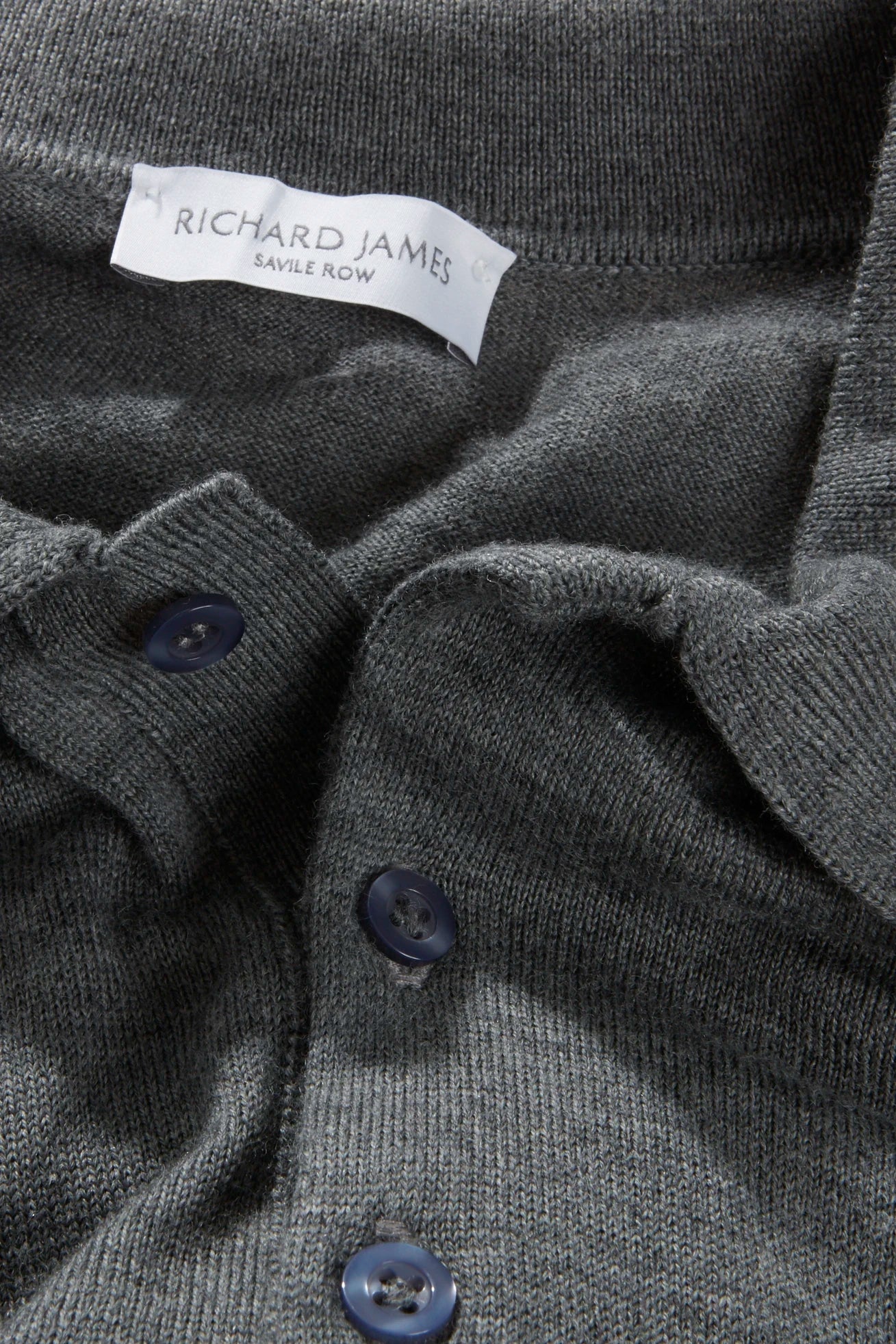 Polo – Grey Melange Fine Gauge Merino Wool