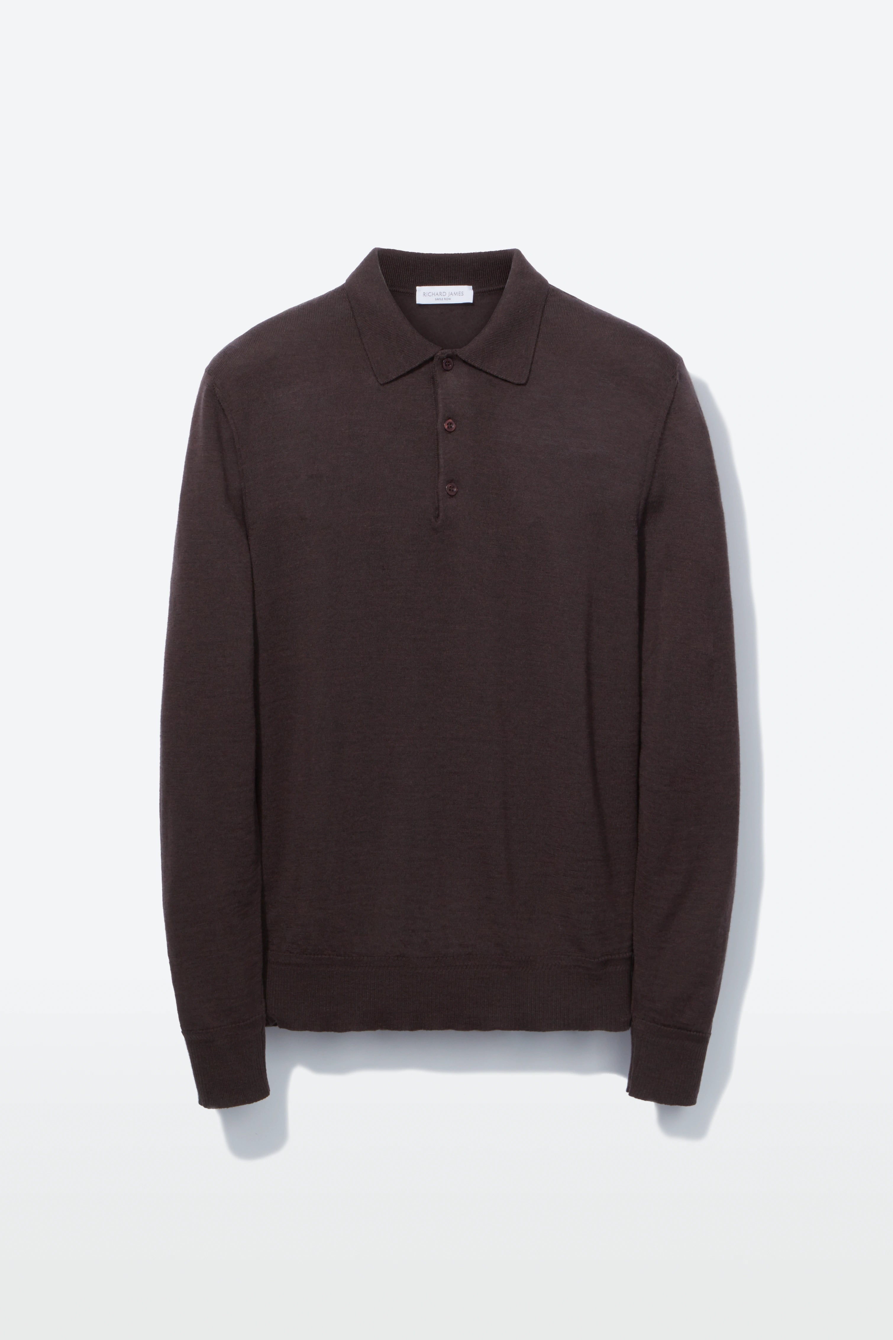 Polo – Dark Coffee Fine Gauge Merino Wool