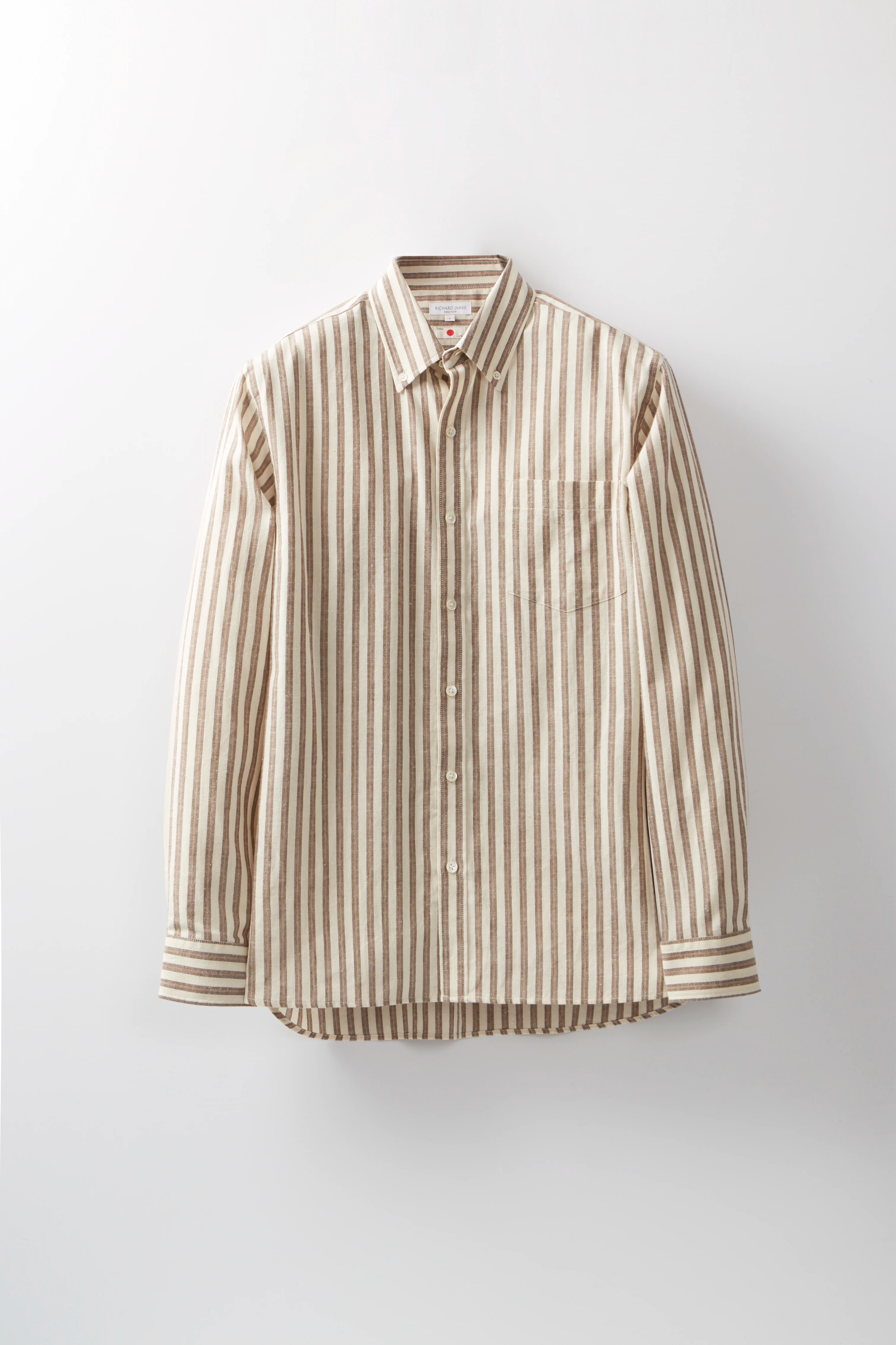 Button-Down Shirt – Tan Washed Linen Stripe