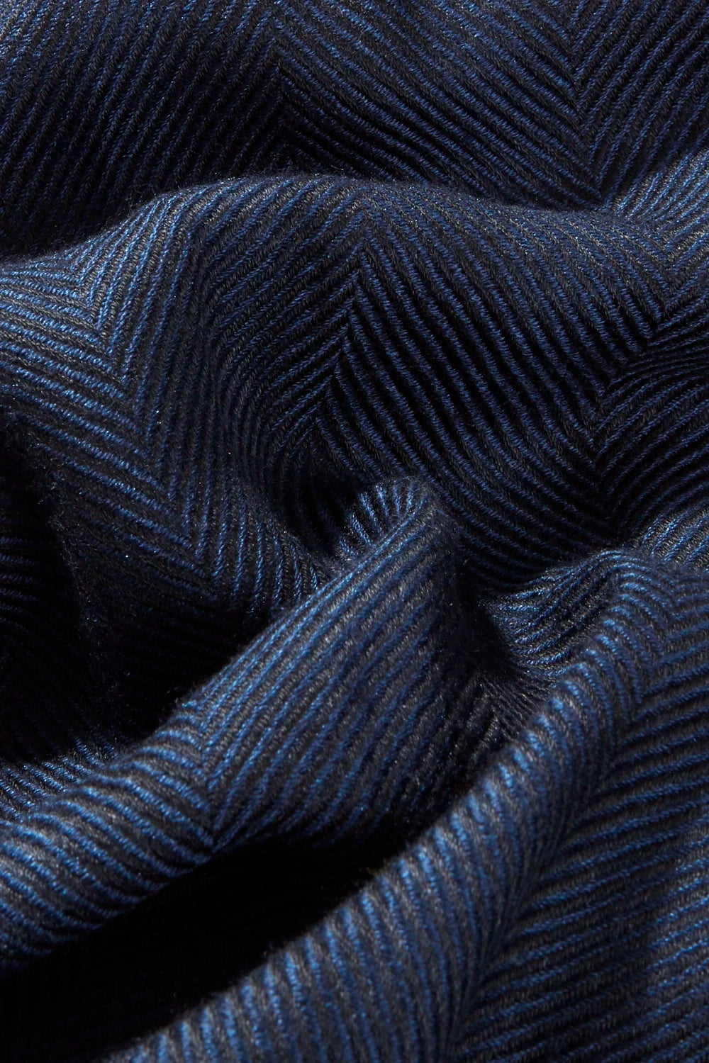 Scarf – Silk & Cashmere Deep Night Blue Herringbone