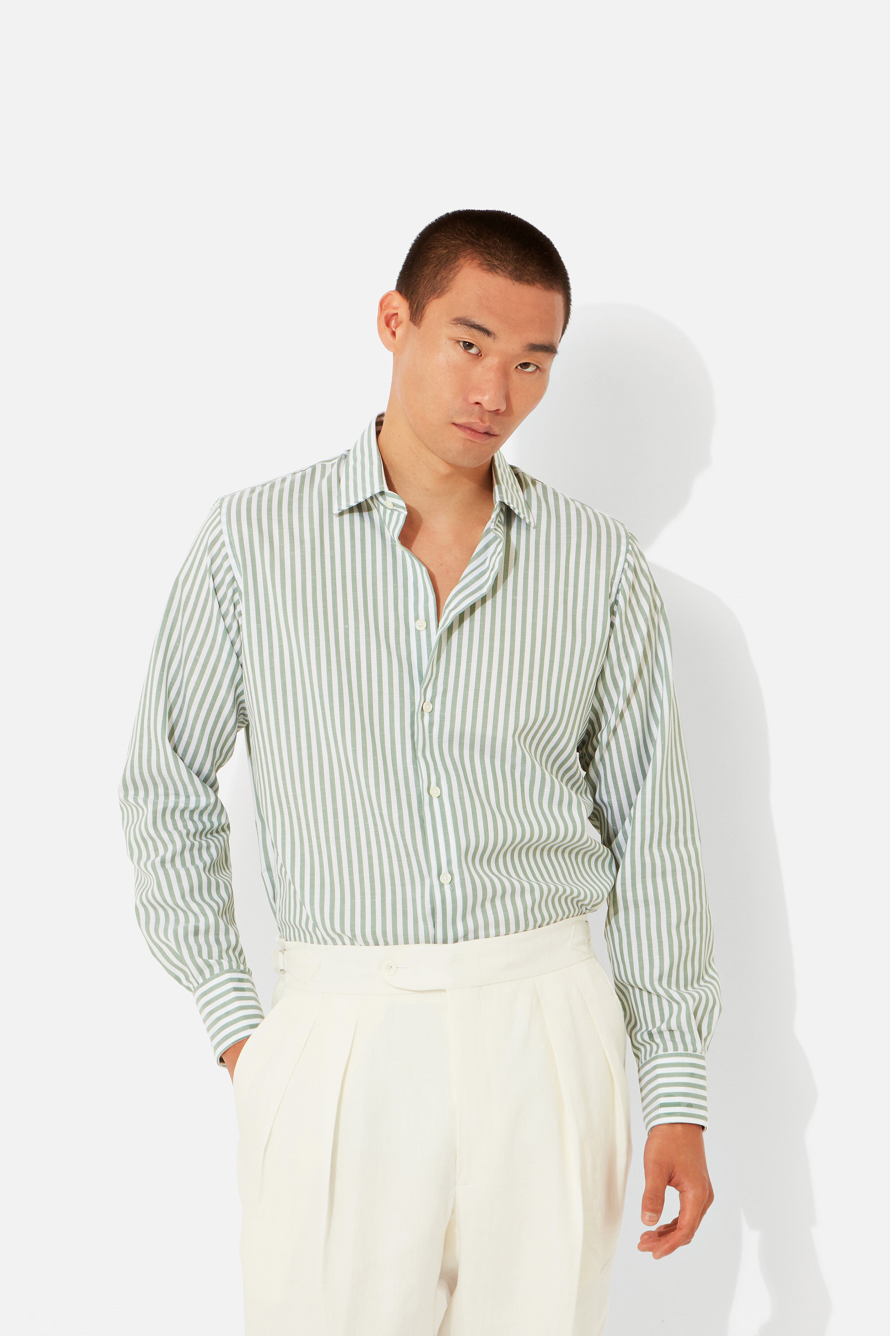 Stripe Linen Classic Fit Shirt