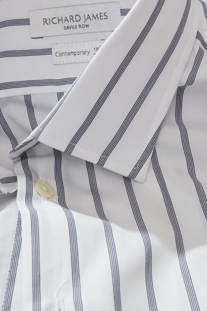 Contemporary Shirt – Navy & White Mayfair Stripe