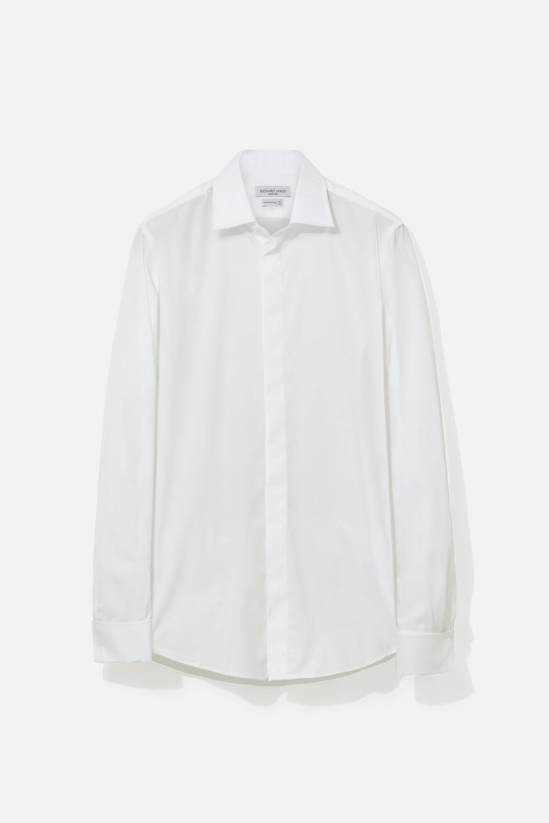 Fly Front Double Cuff Poplin Cotton Shirt