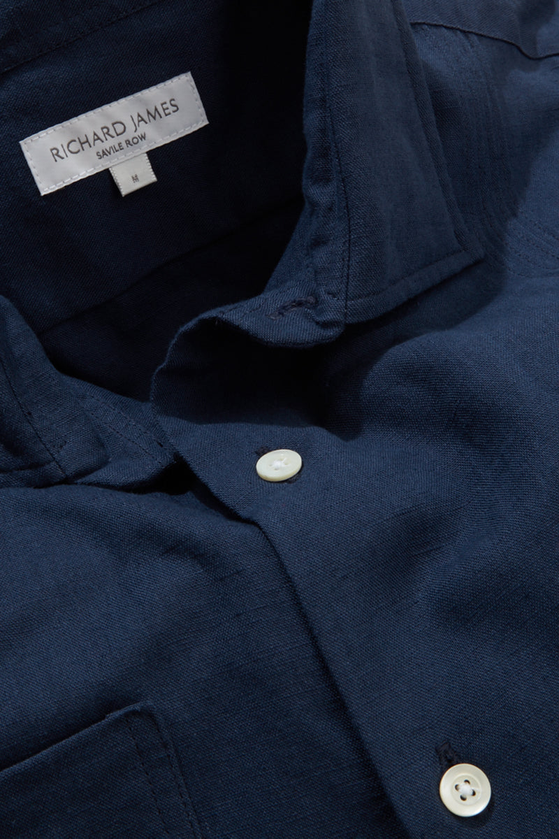 Linen & Cotton Blend Short Sleeve Shirt
