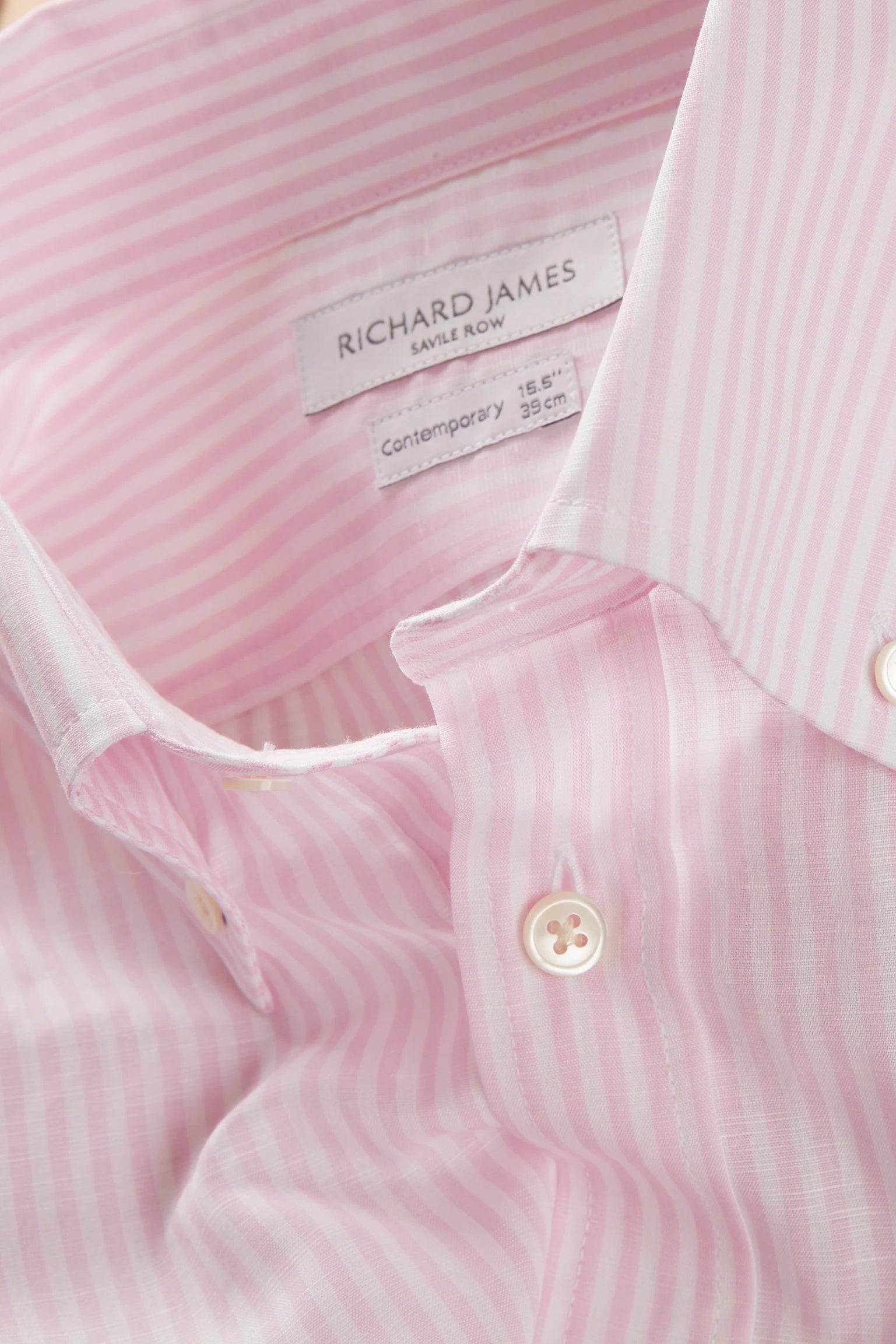 Button-Down Shirt – Pink Cotton & Linen Bengal Stripe