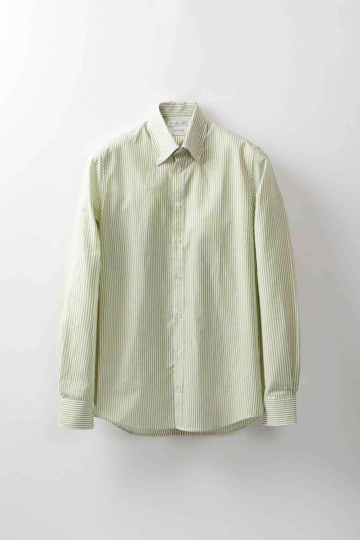 Button-Down Shirt – Green Cotton & Linen Bengal Stripe