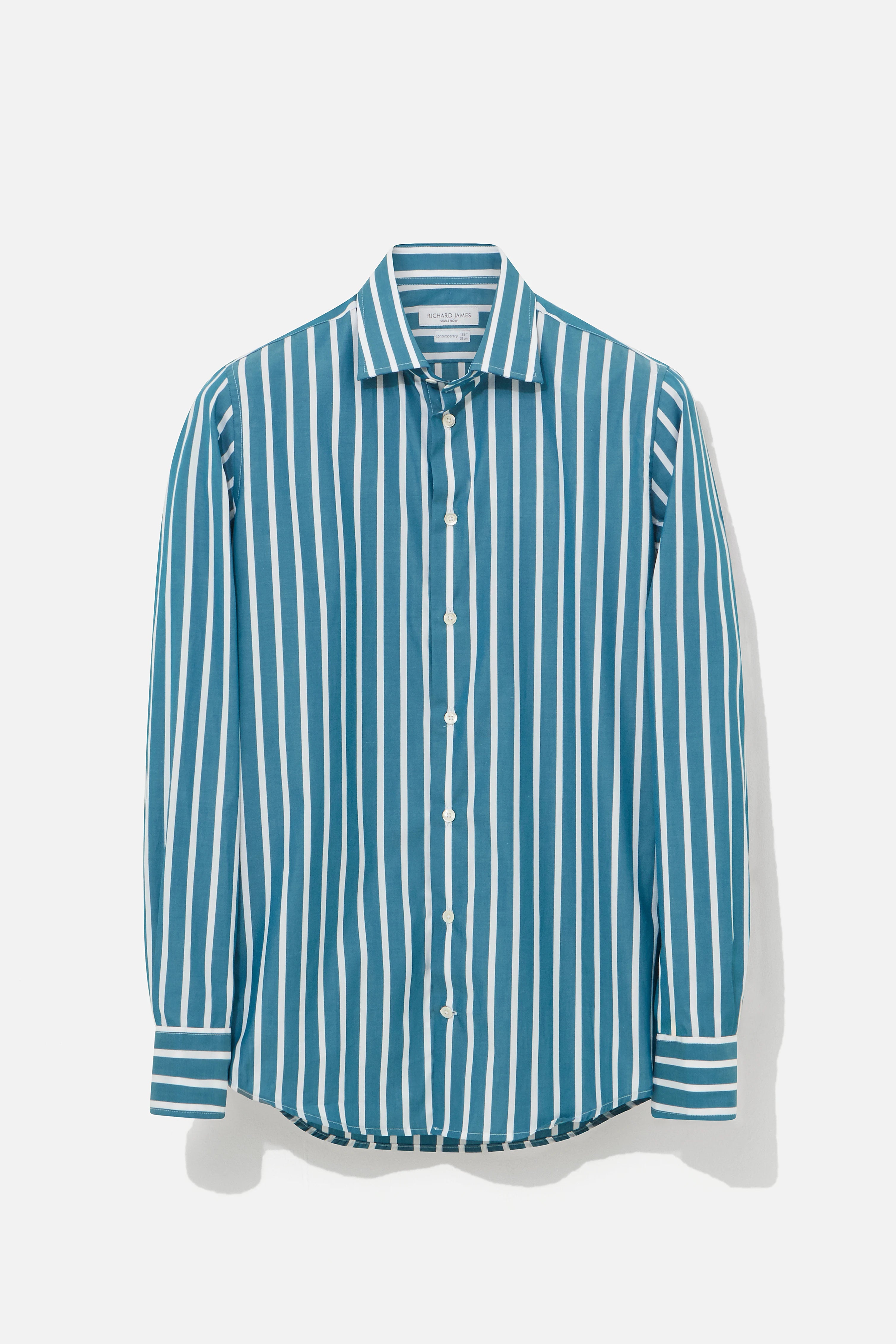 Contemporary Shirt – Petrol & White Ribbon Stripe
