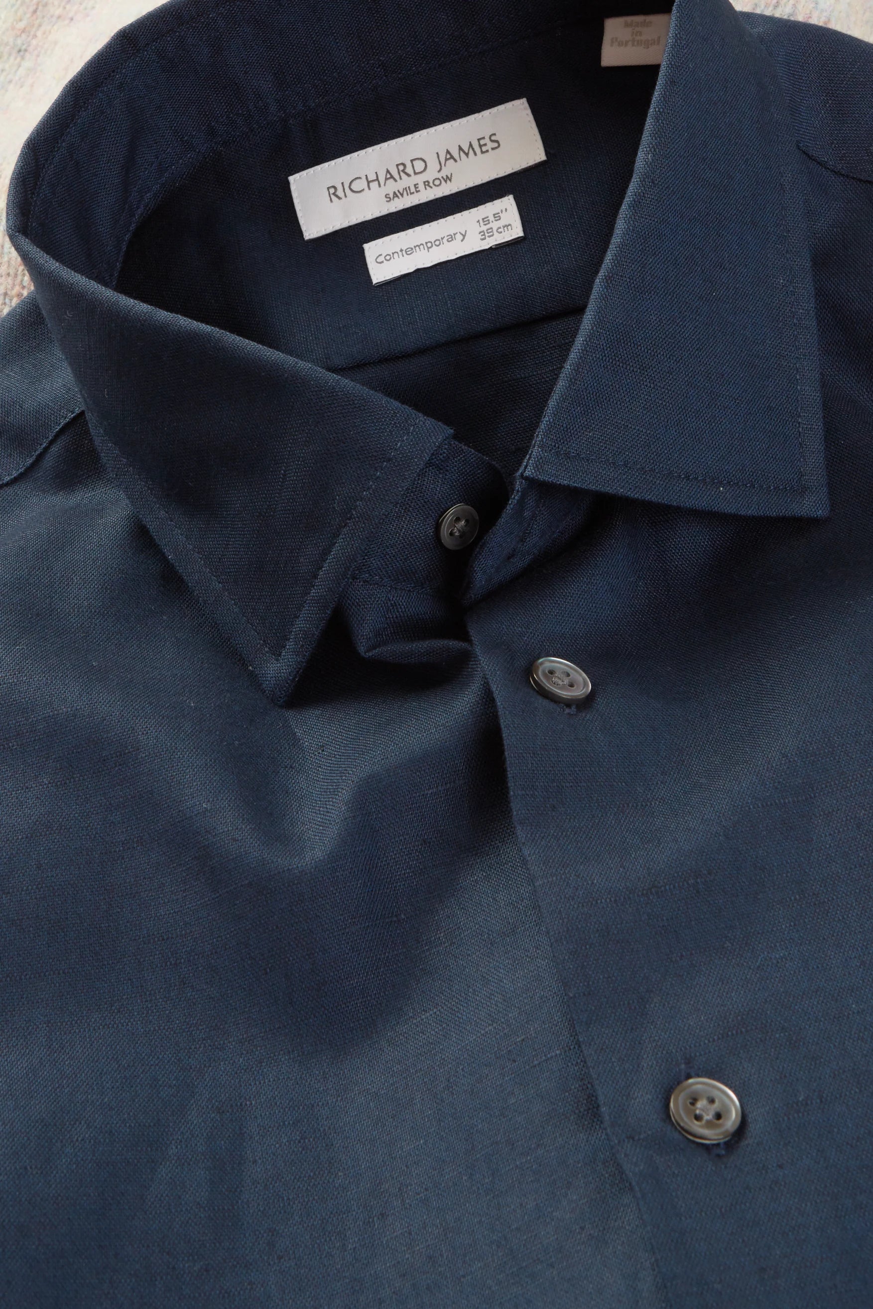 Button-Down Shirt – Navy Cotton & Linen