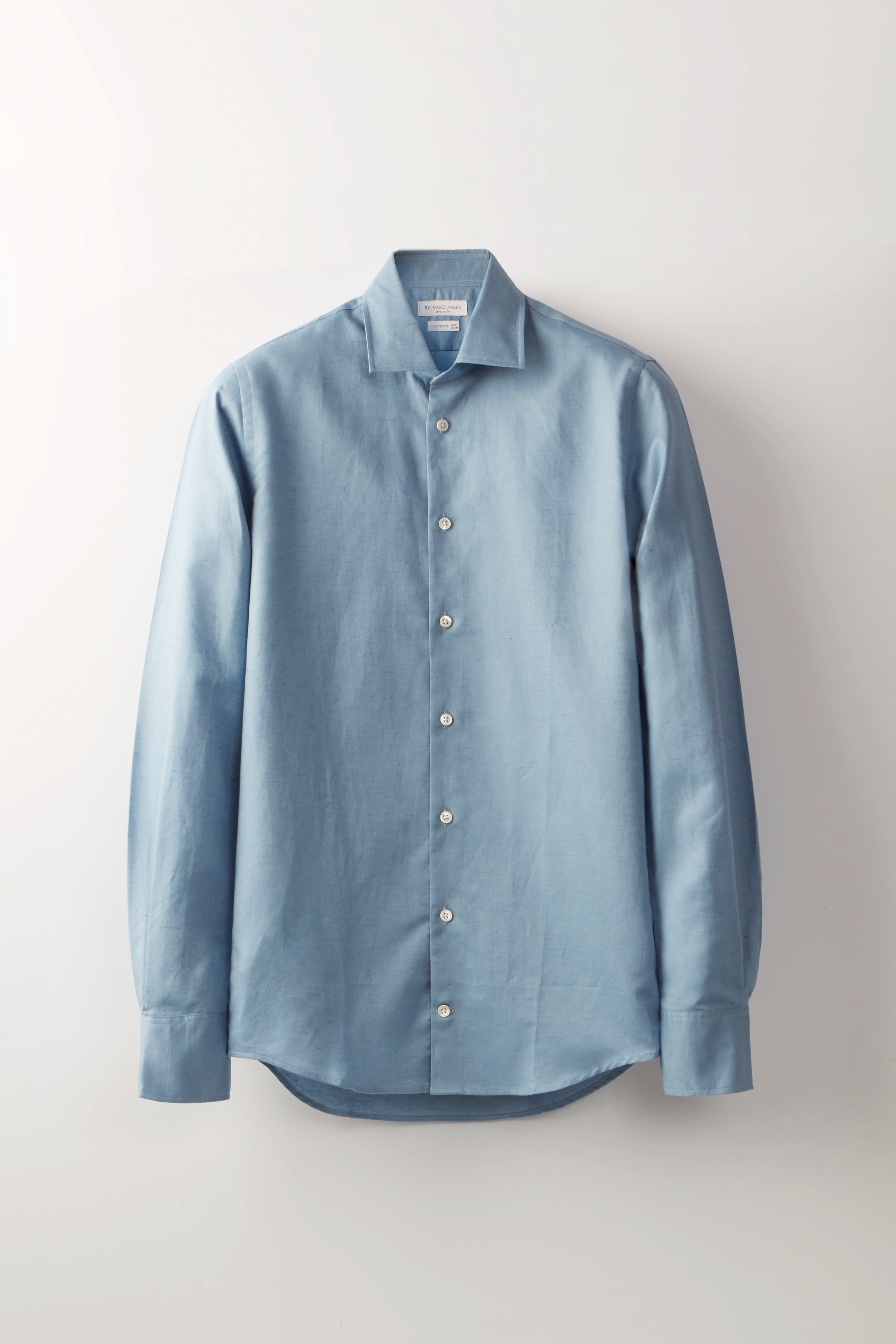 Button-Down Shirt – Denim Blue Cotton & Linen
