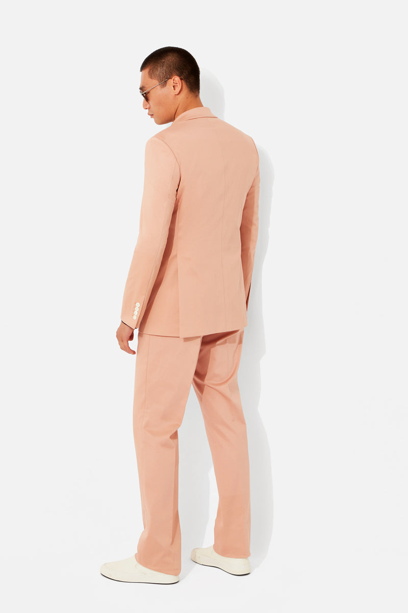 Coral Double Breasted Cotton Twill Suit