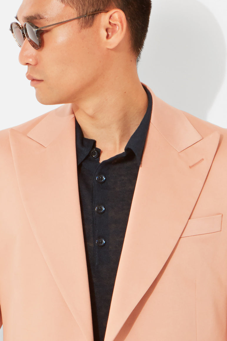 Coral Double Breasted Cotton Twill Suit