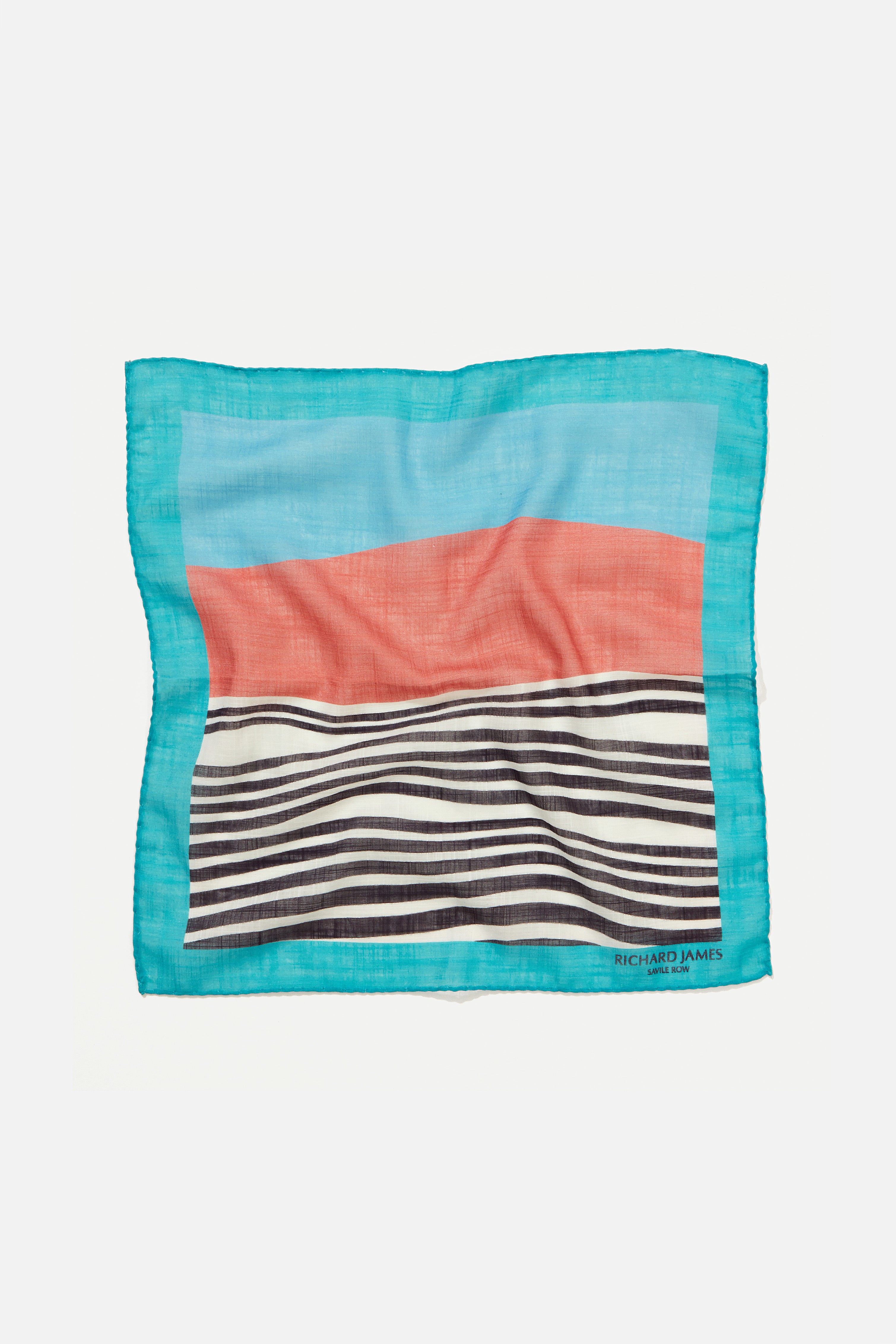 Pink and White Wave Pocket Square