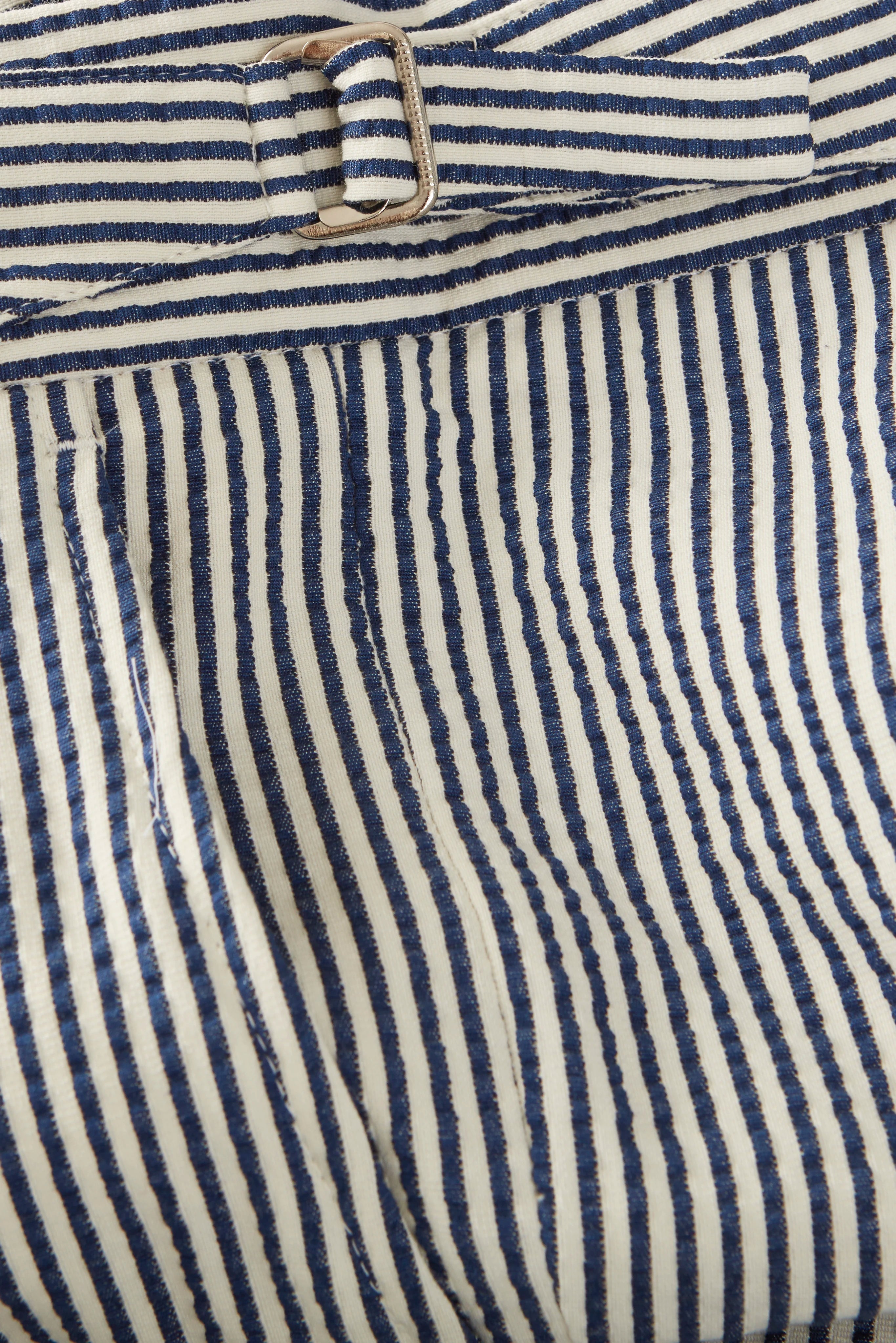 Pleated Shorts – Navy Stripe Seersucker