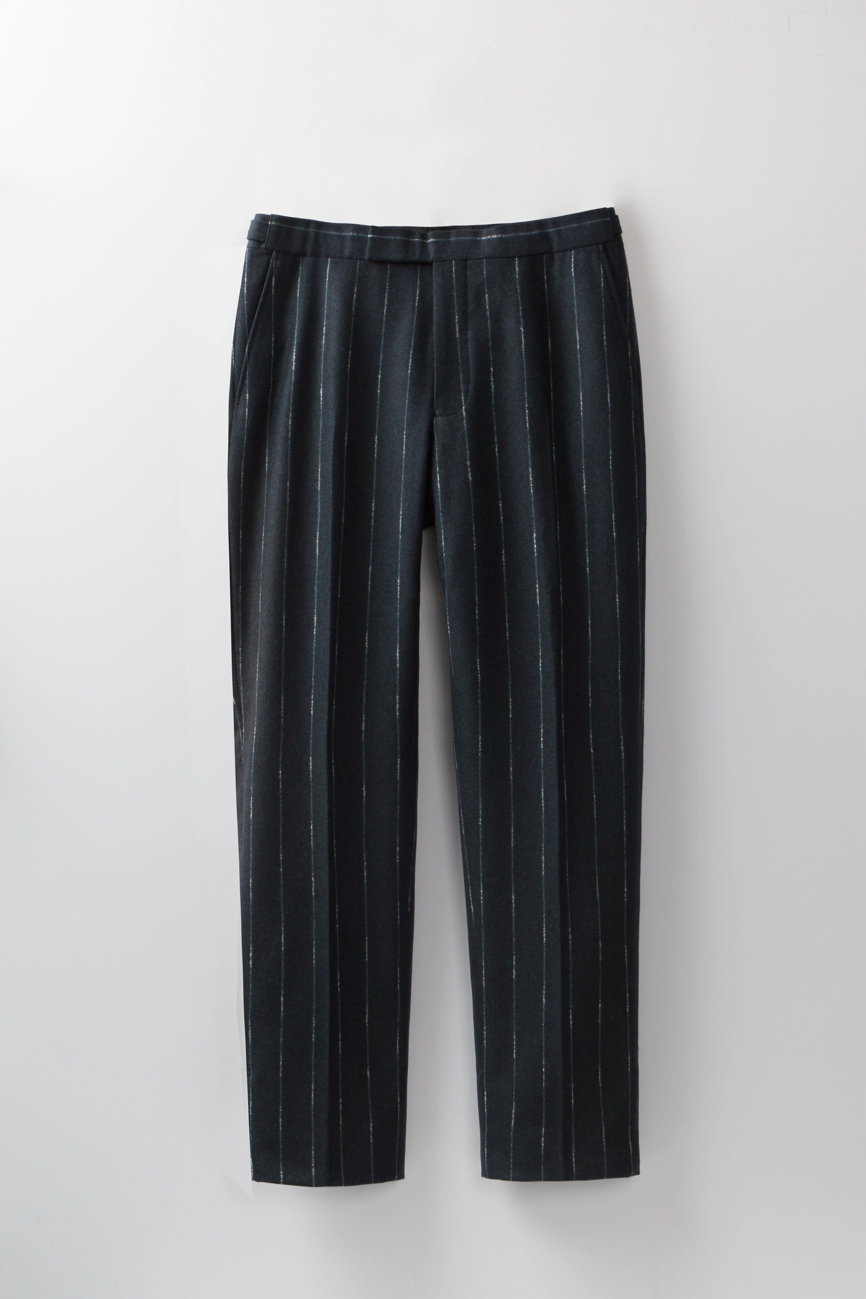 Chapman Trousers – Petrol Mottled Stripe Wool