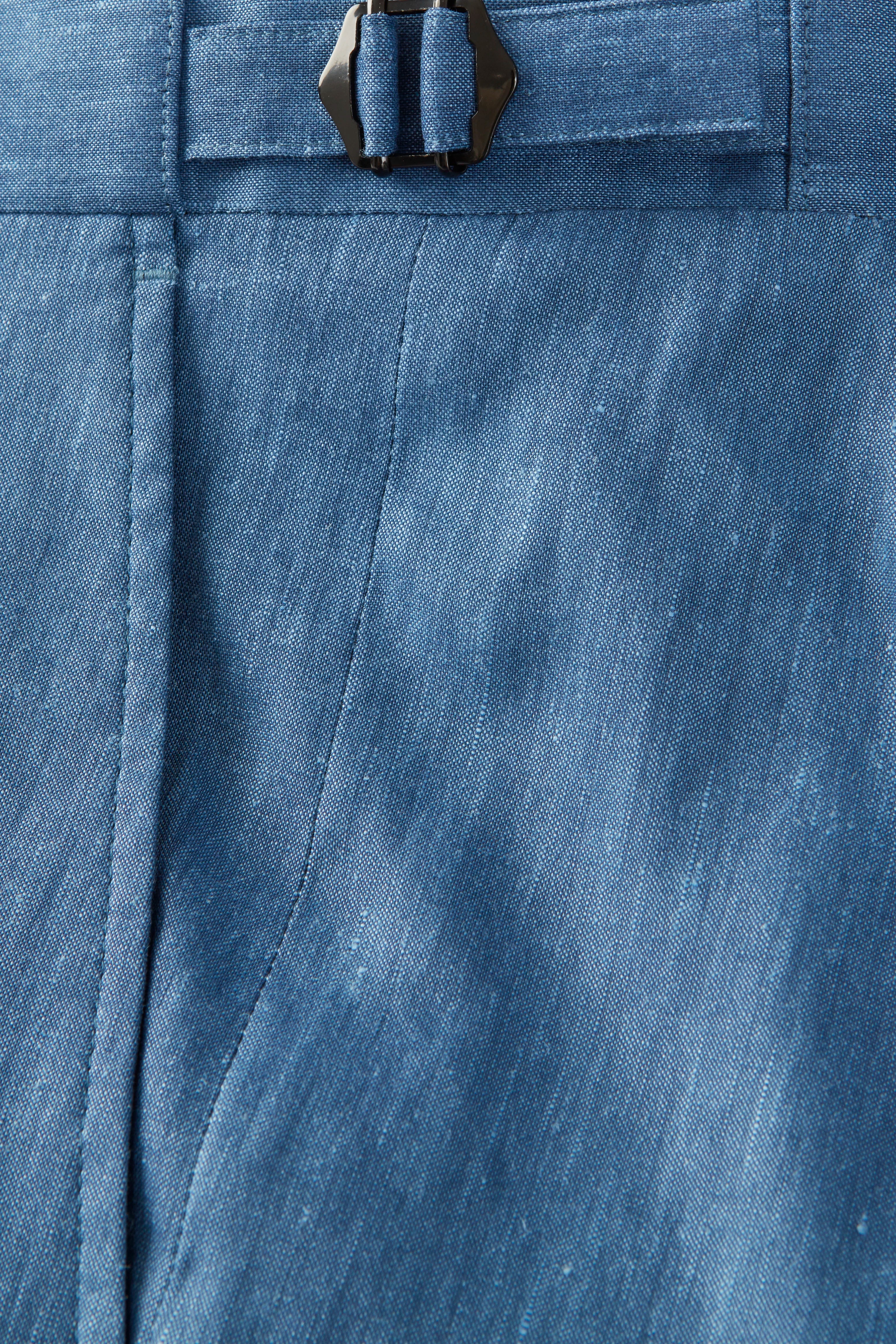 Chapman Trousers – Denim Blue Stretch Linen & Wool