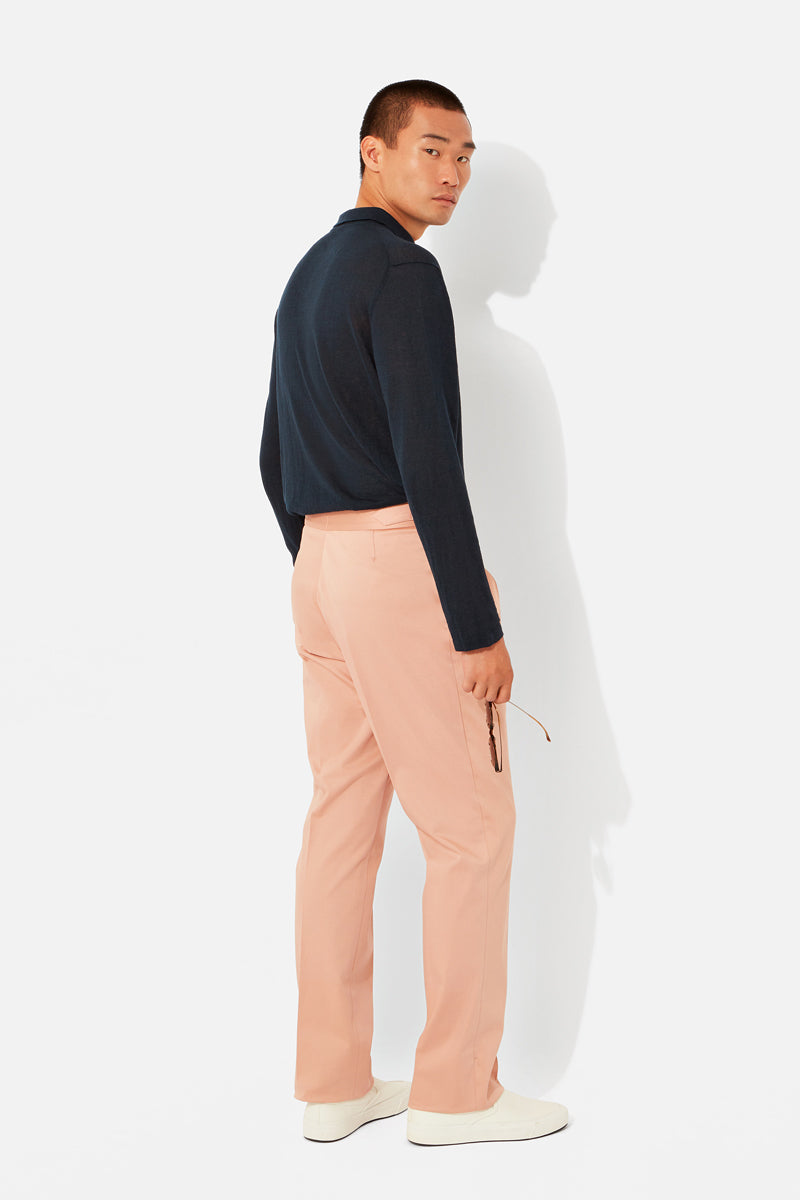 Pleated Cotton Twill Trousers