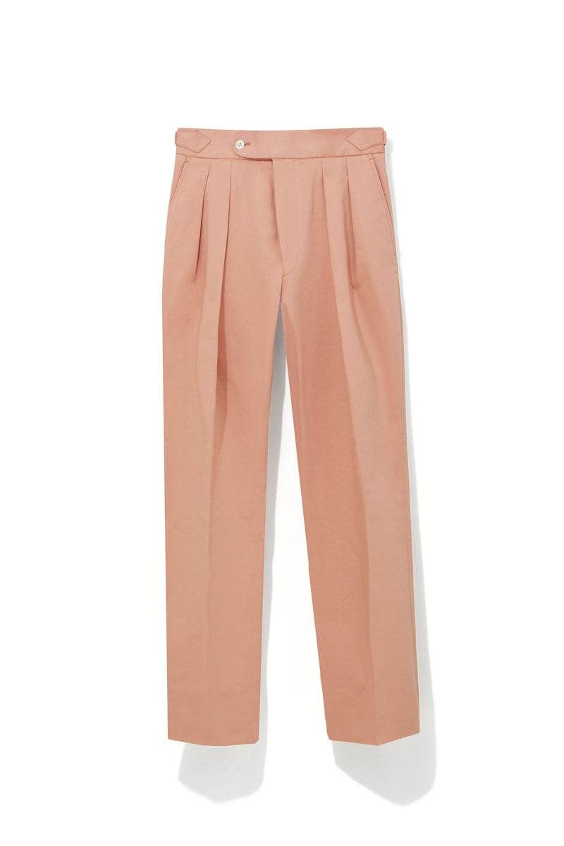 Pleated Cotton Twill Trousers