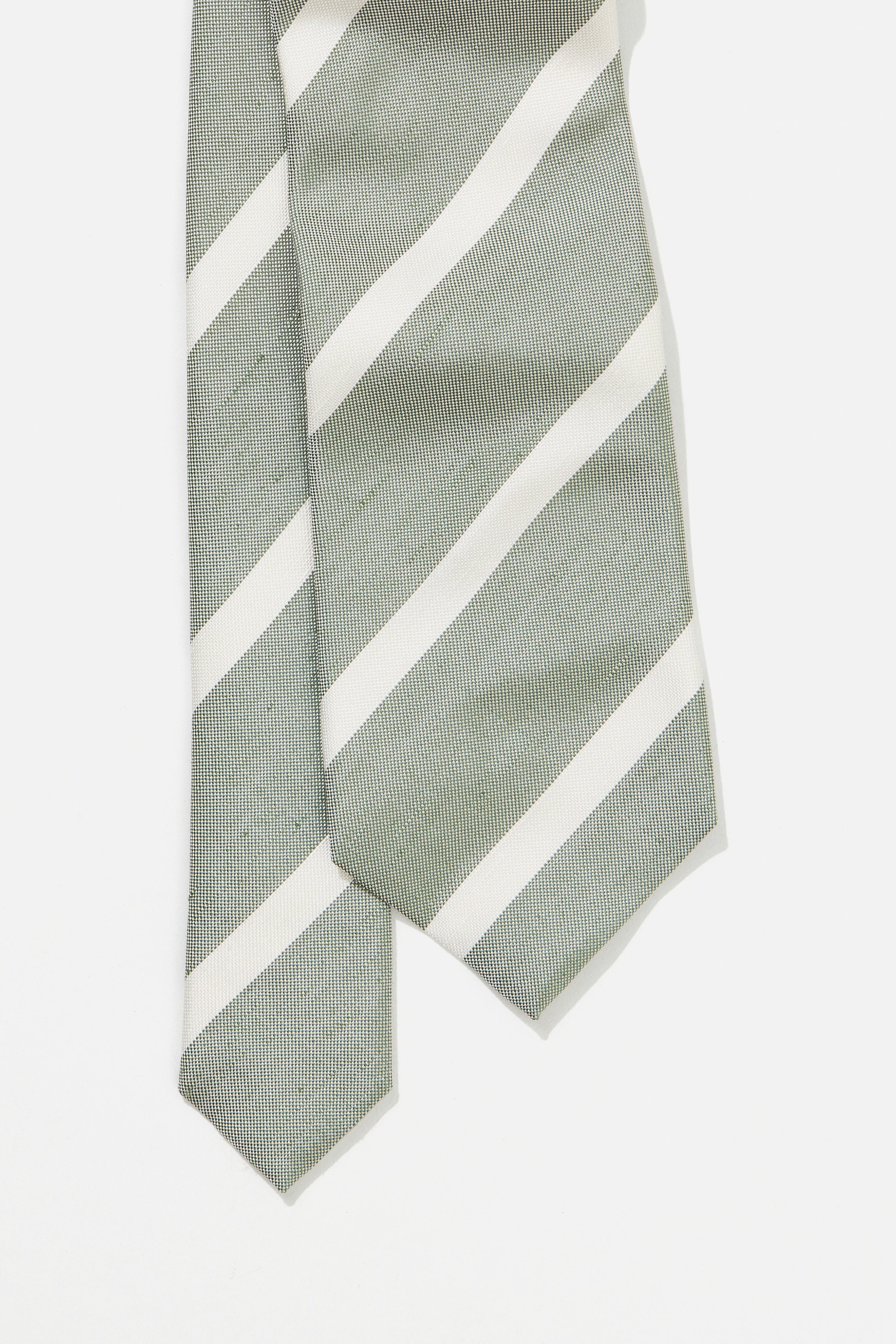 Sage White Stripe Silk Tie