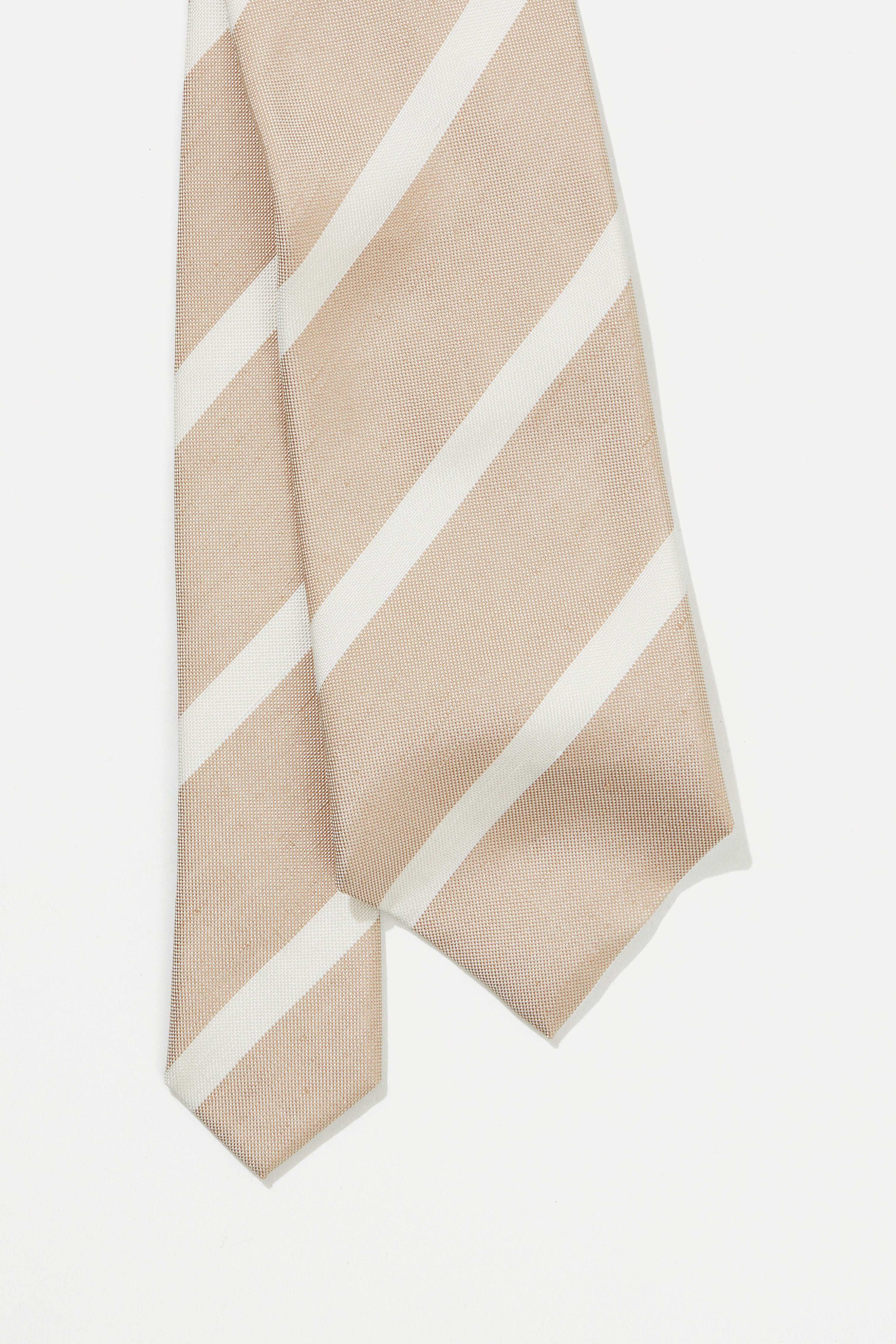 Biscuit White Stripe Silk Tie