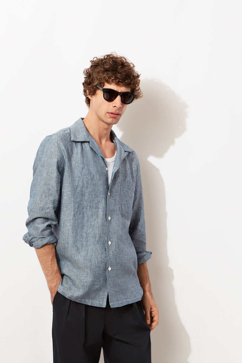 Camp Collar Linen Shirt Richard James Savile Row